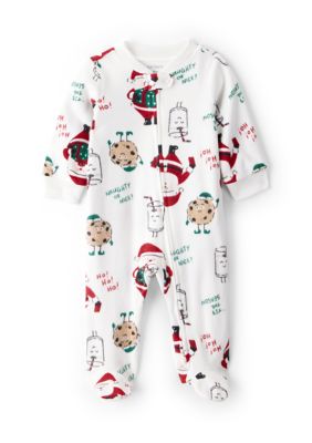 Carter's Baby Girls Santa Printed Loose Fit Fleece Footie Pajamas, Newborn