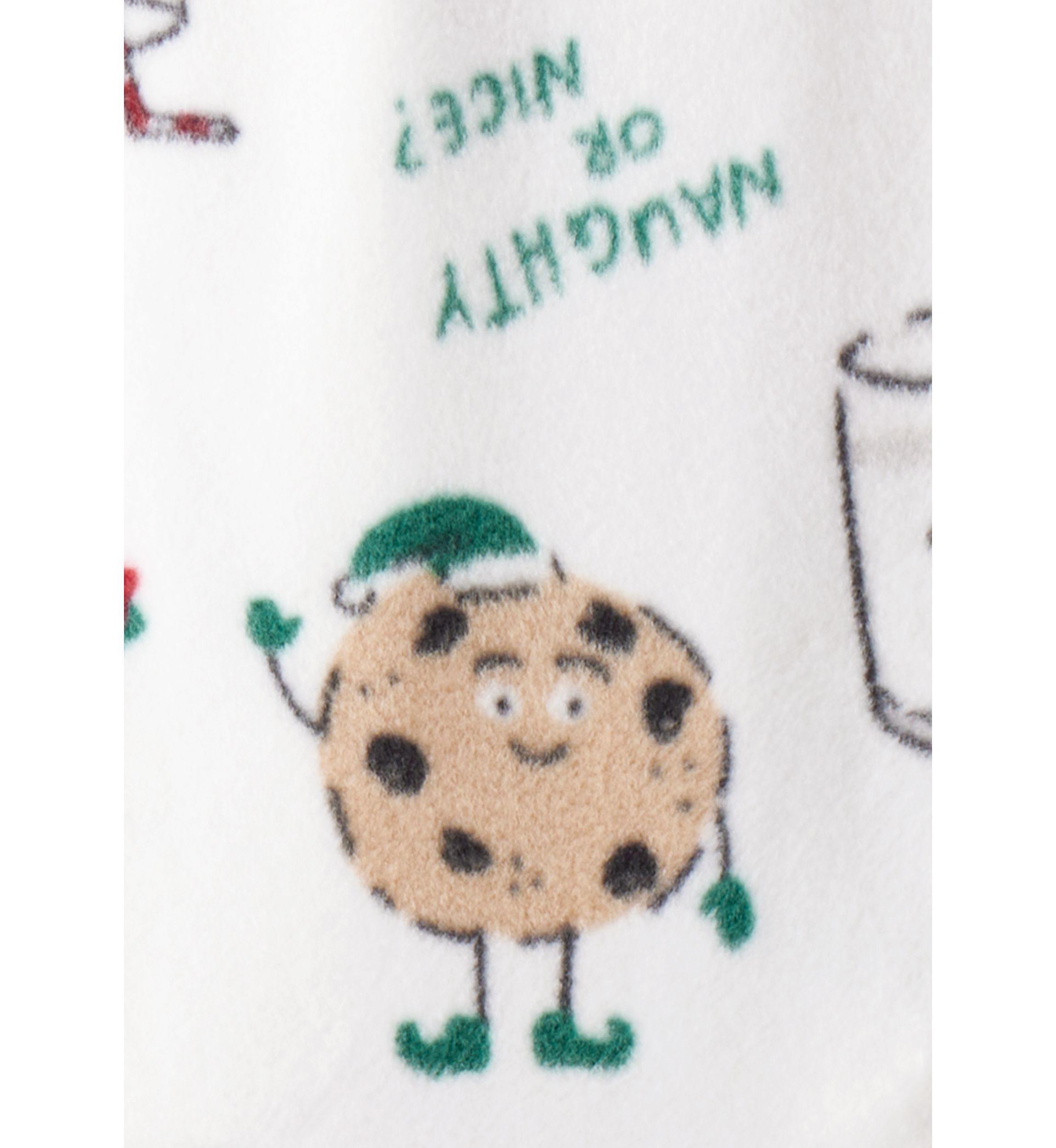 Baby Girls Santa Printed Loose Fit Fleece Footie Pajamas