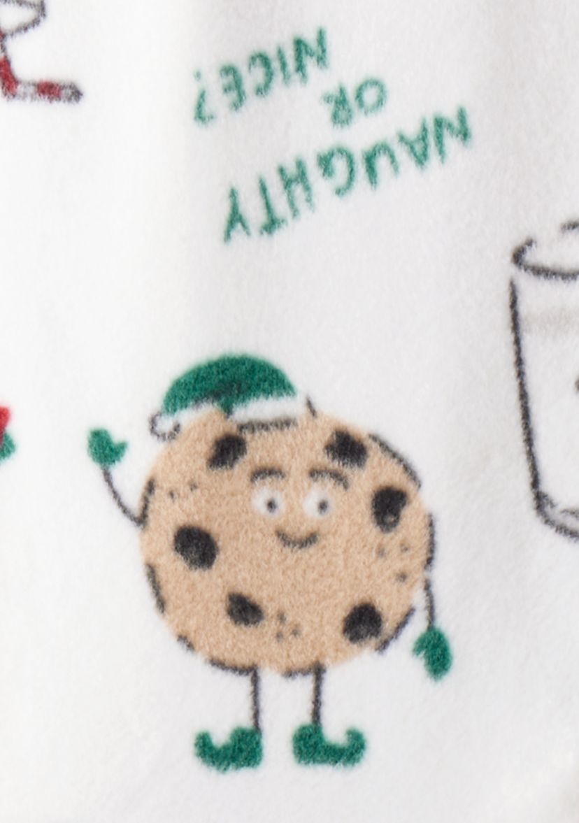 Baby Girls Santa Printed Loose Fit Fleece Footie Pajamas