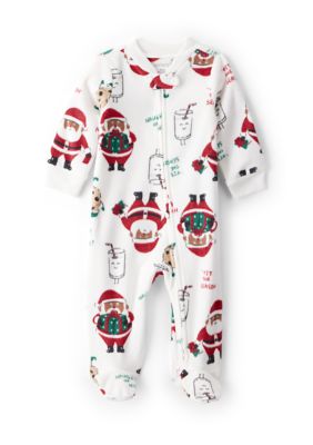 Carter's Baby Girls Santa Print Loose Fit Fleece Long-Sleeve Sleep & Play Pajamas, Newborn