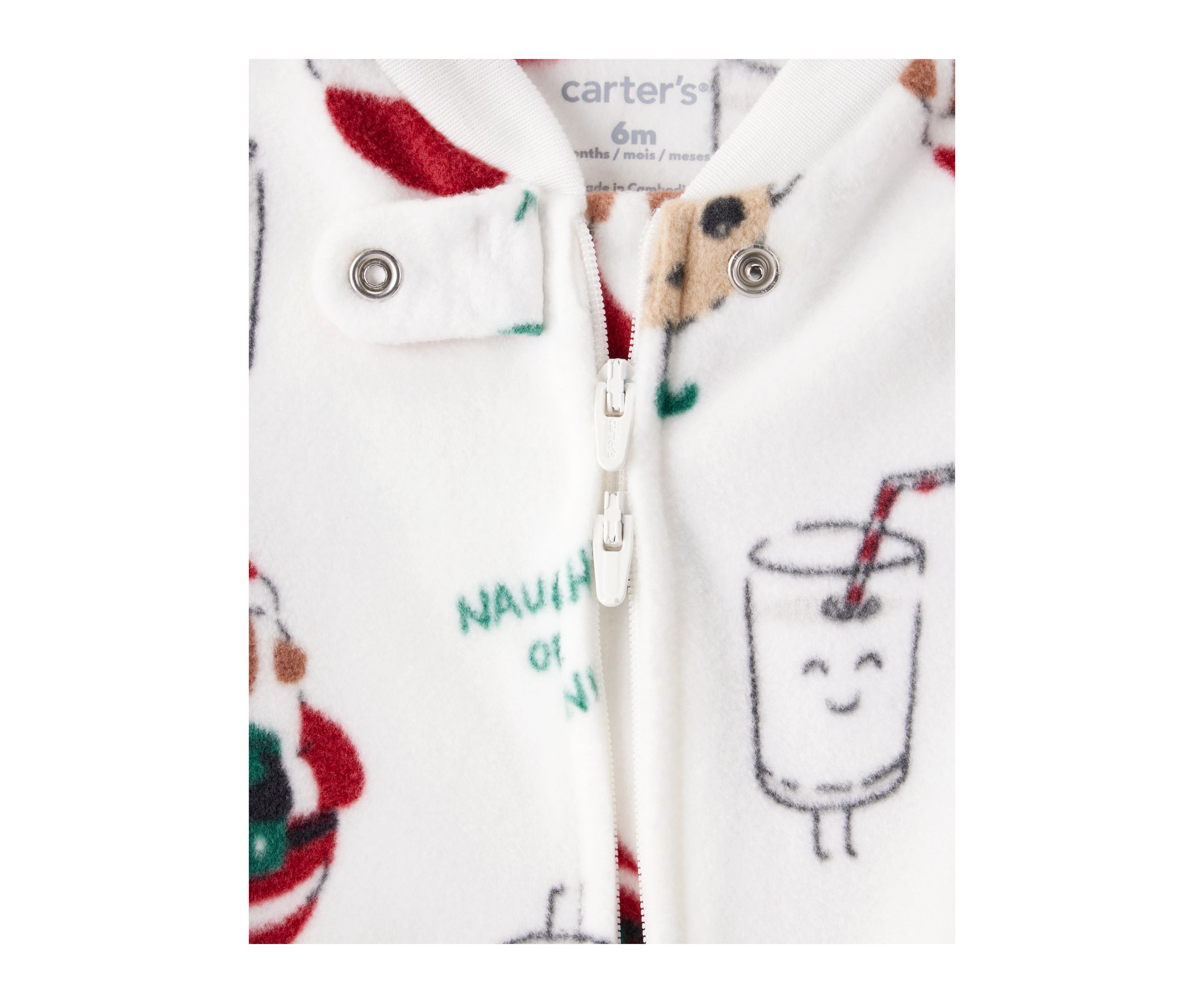 Baby Girls Santa Print Loose Fit Fleece Long-Sleeve Sleep & Play Pajamas