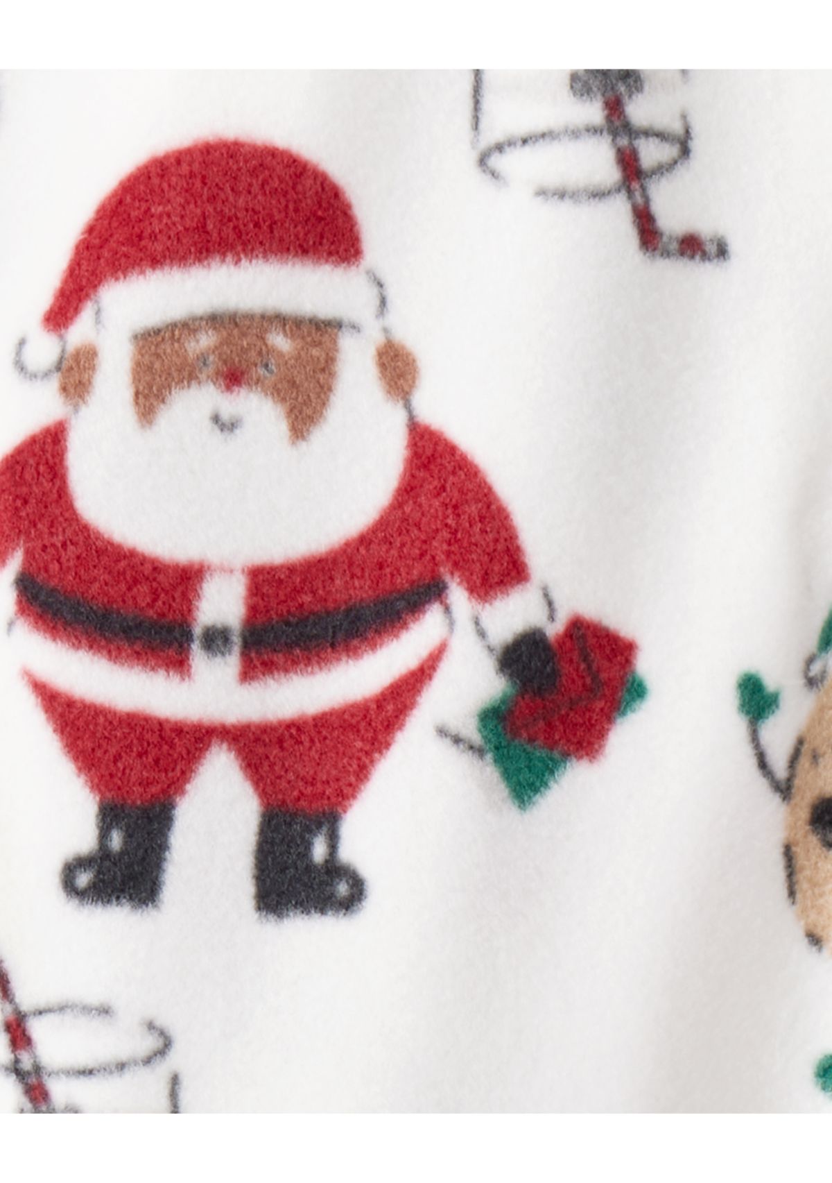 Baby Girls Santa Print Loose Fit Fleece Long-Sleeve Sleep & Play Pajamas