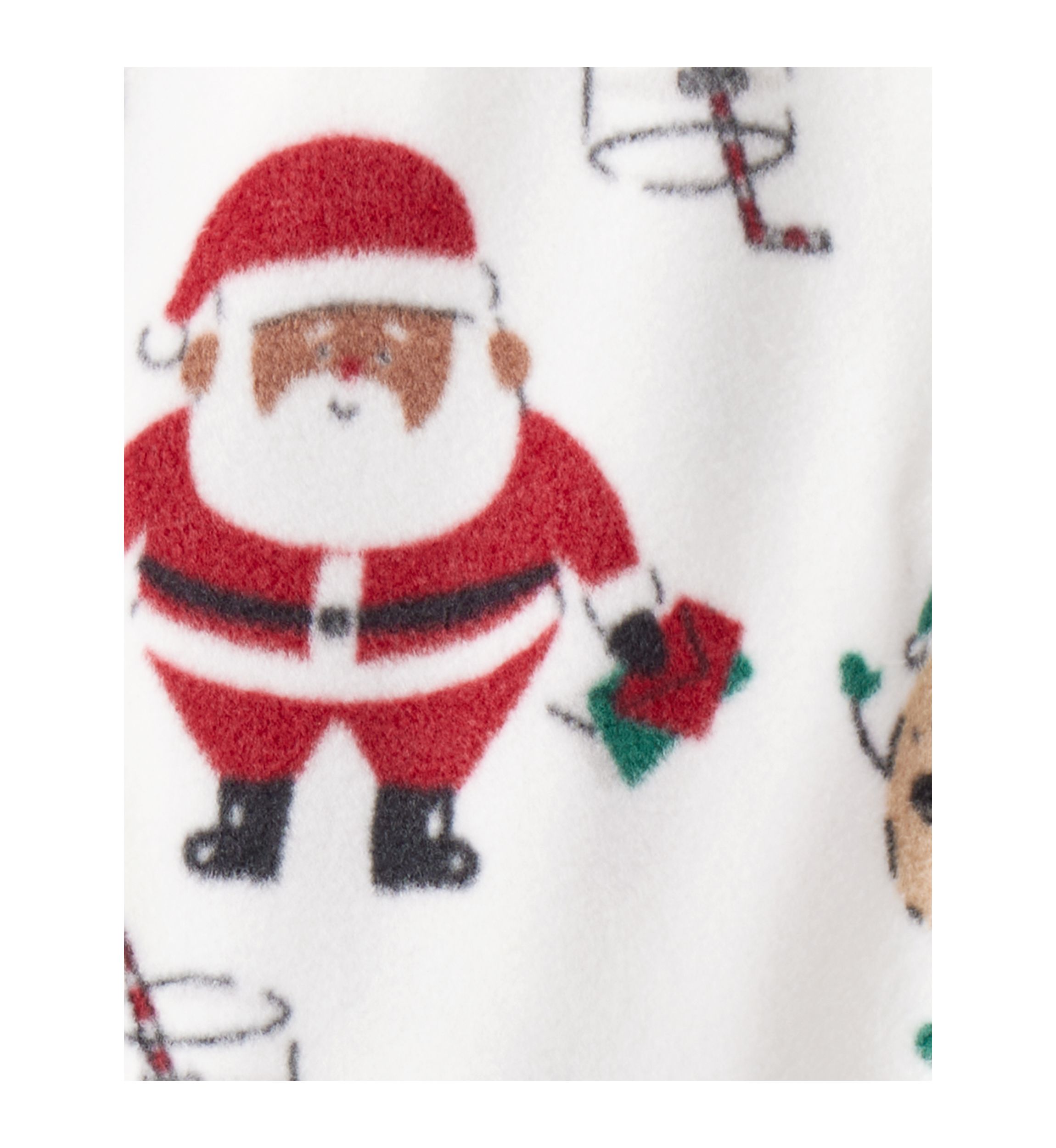 Baby Girls Santa Print Loose Fit Fleece Long-Sleeve Sleep & Play Pajamas