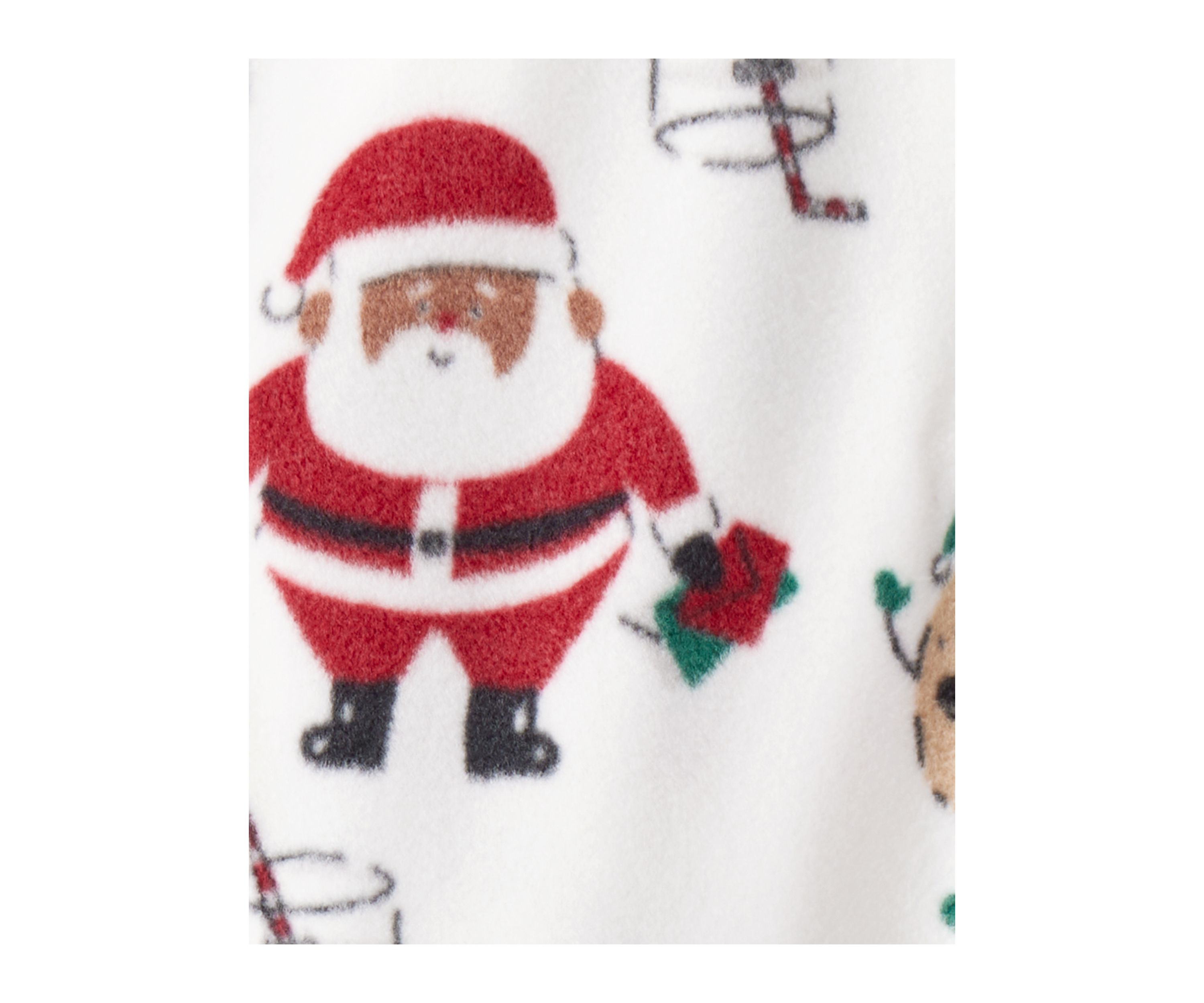 Baby Girls Santa Print Loose Fit Fleece Long-Sleeve Sleep & Play Pajamas