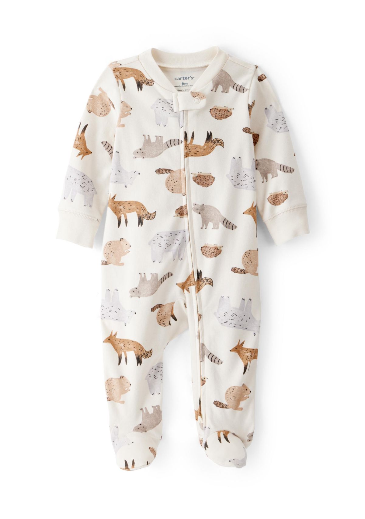 Baby Boys Woodland Animals Printed Footie Pajamas