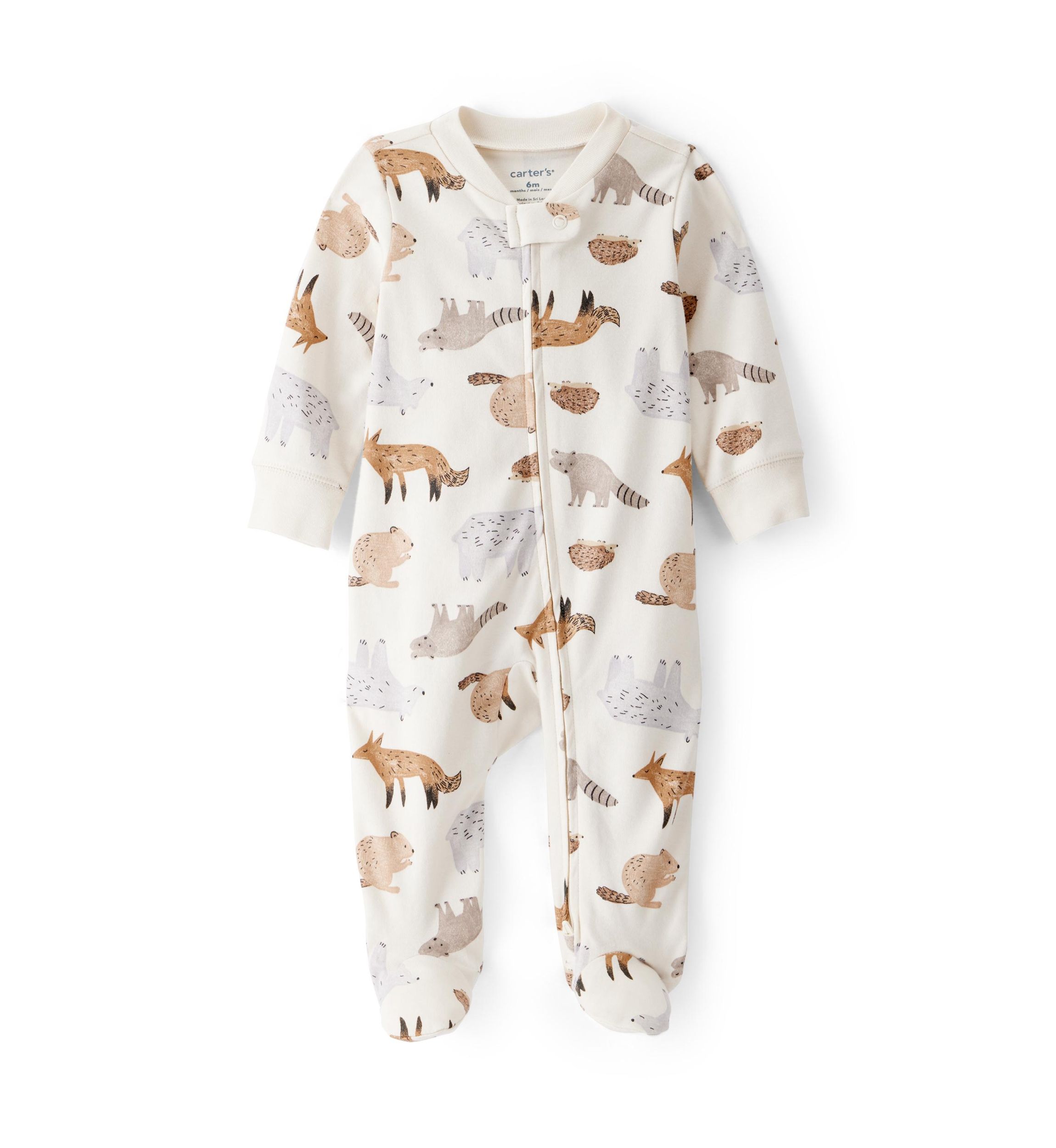 Baby Boys Woodland Animals Printed Footie Pajamas