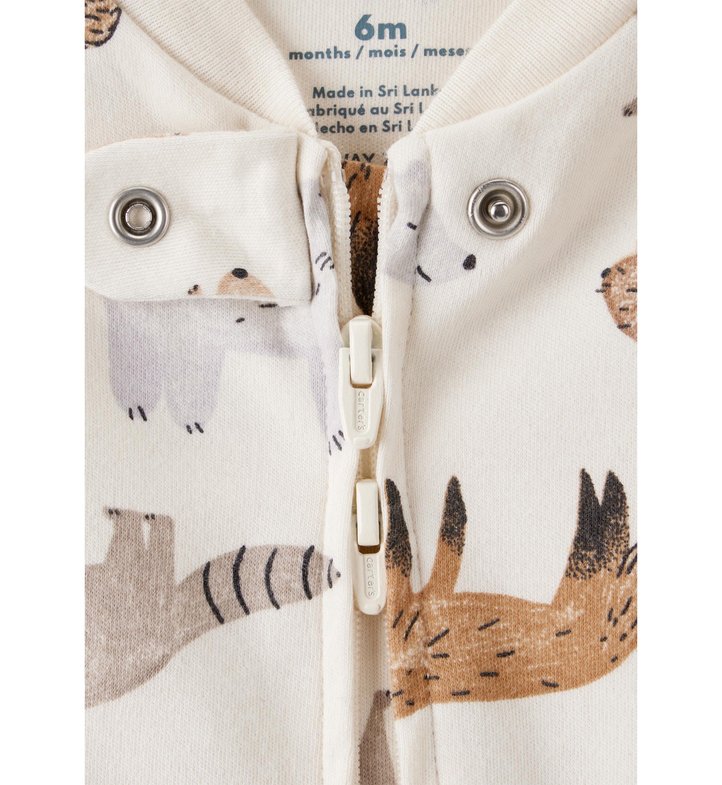 Baby Boys Woodland Animals Printed Footie Pajamas