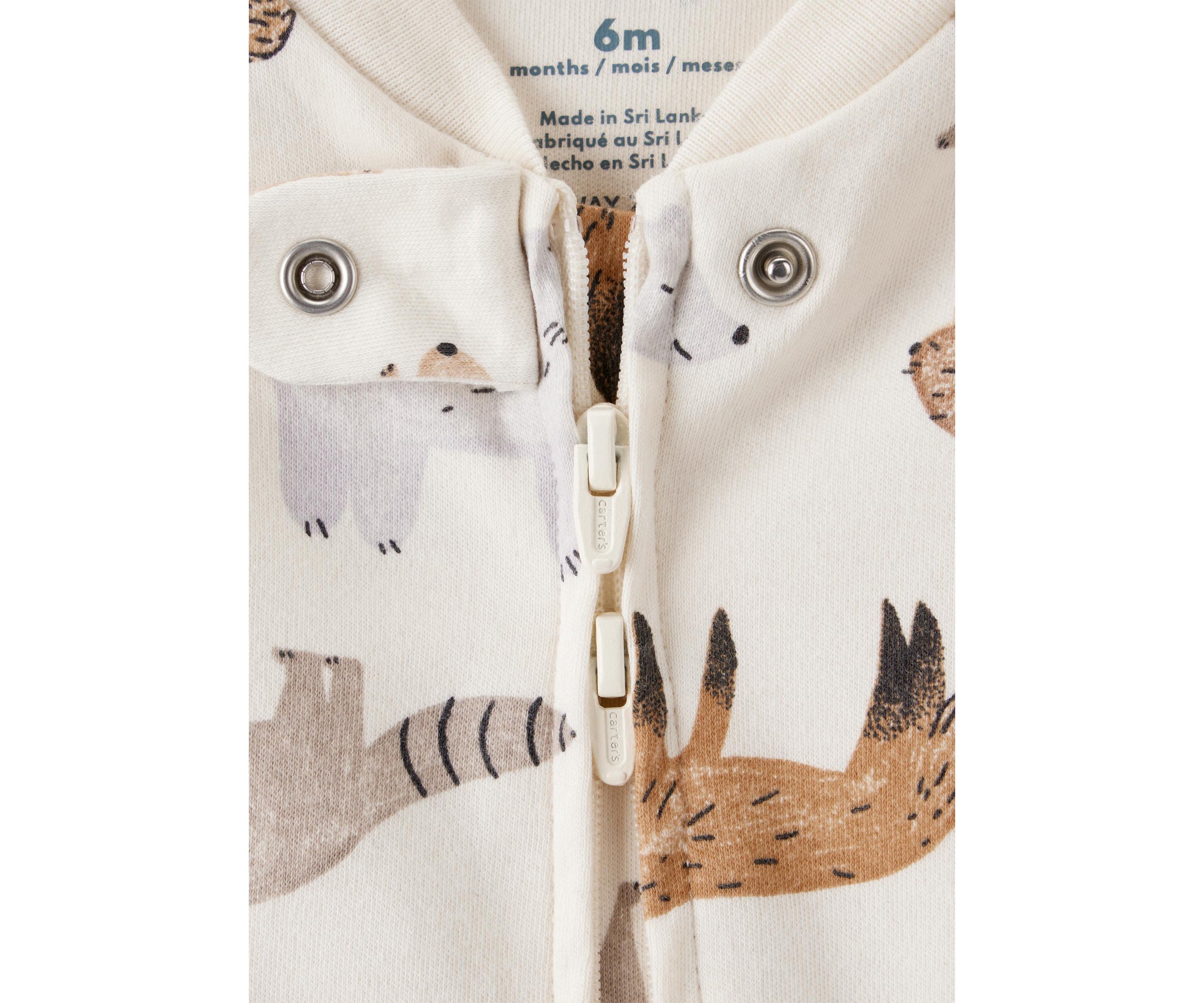Baby Boys Woodland Animals Printed Footie Pajamas