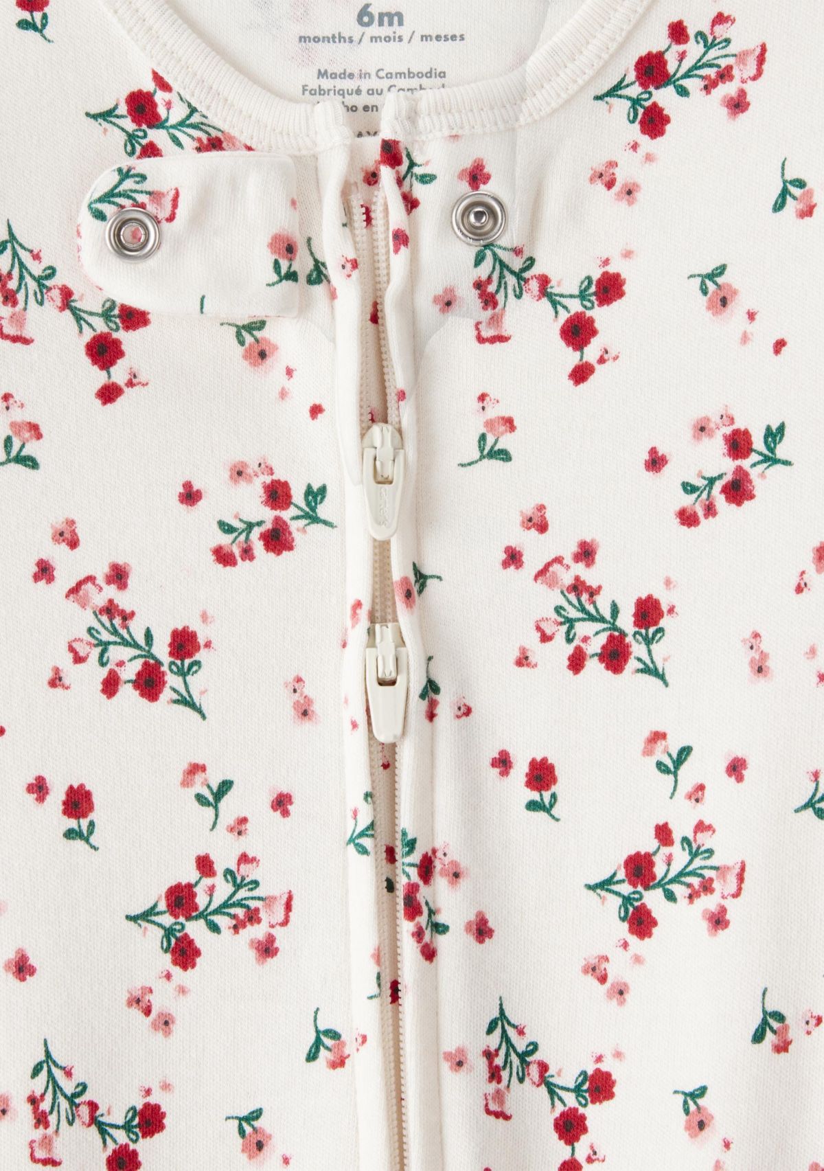 Baby Girls Bow Floral Printed Footie Pajamas