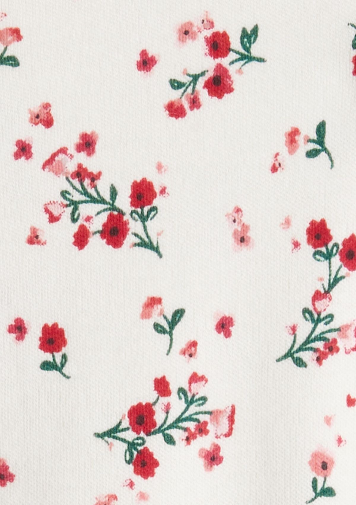 Baby Girls Bow Floral Printed Footie Pajamas