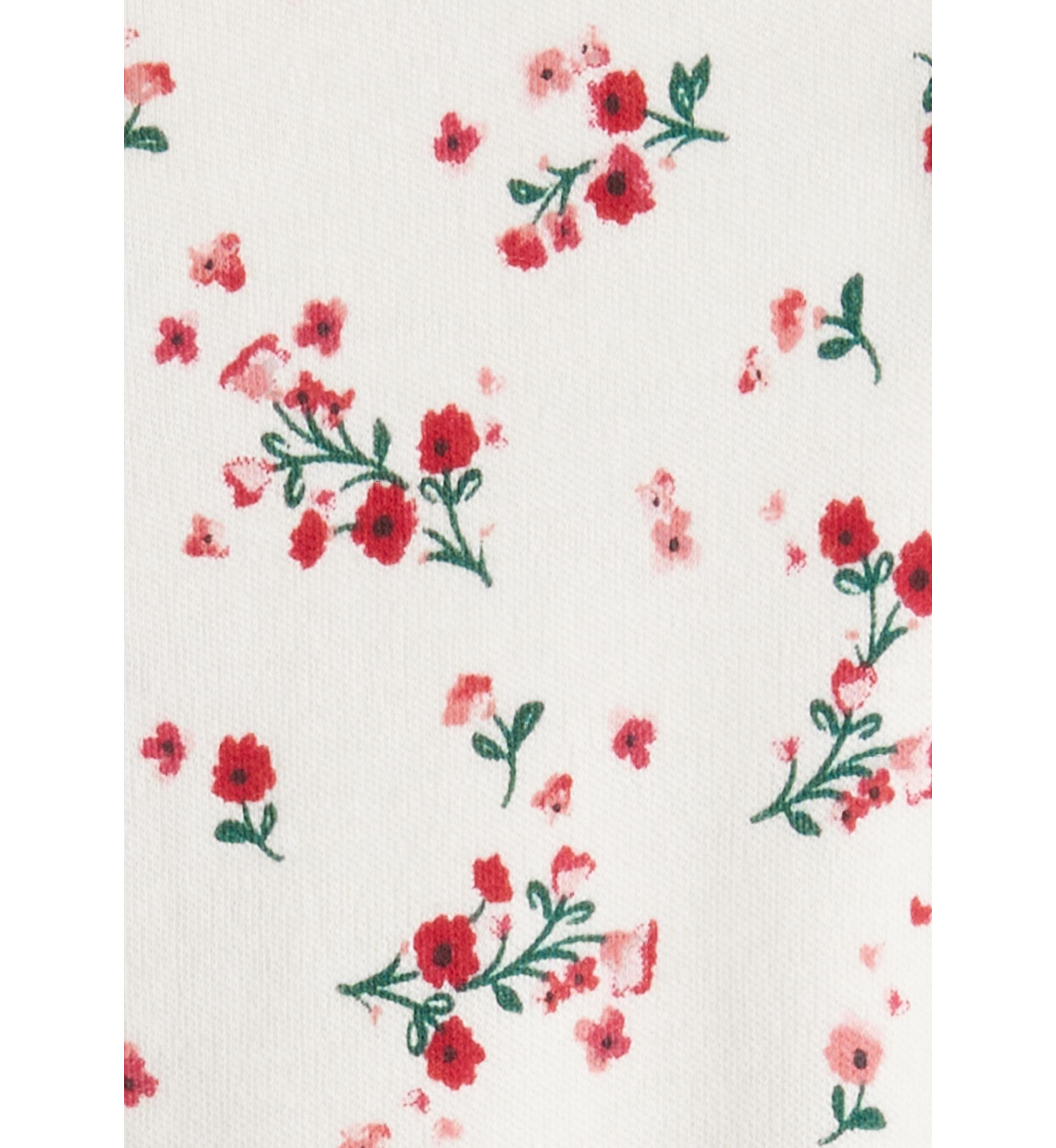 Baby Girls Bow Floral Printed Footie Pajamas
