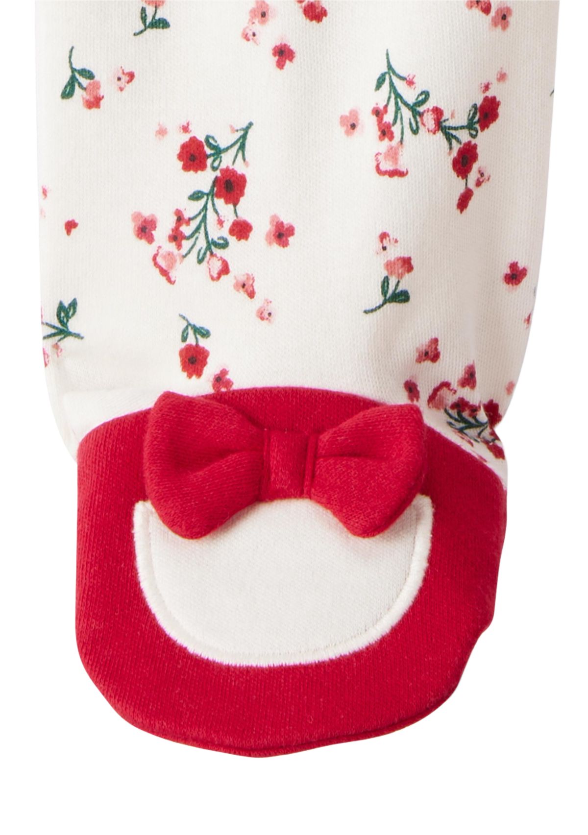 Baby Girls Bow Floral Printed Footie Pajamas
