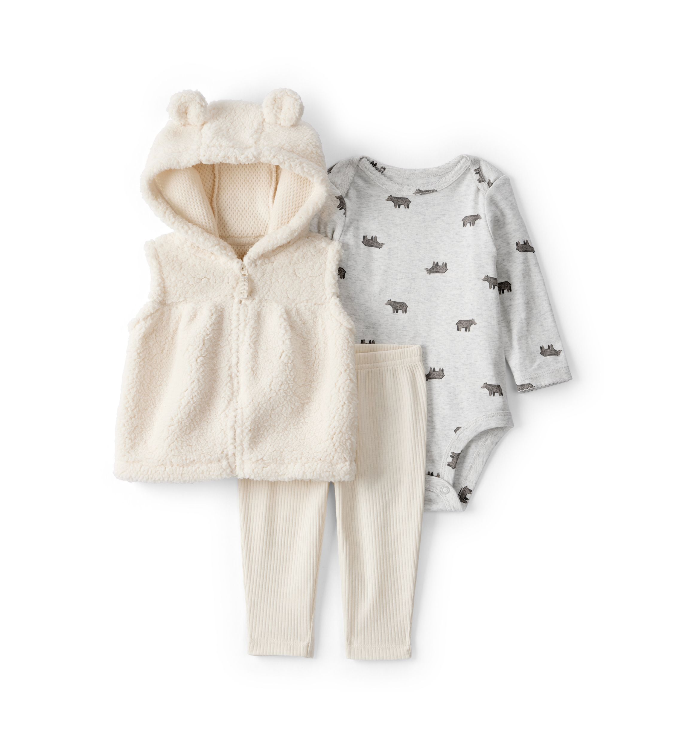 Baby Girls Bear Printed Bodysuit and Jacket Set