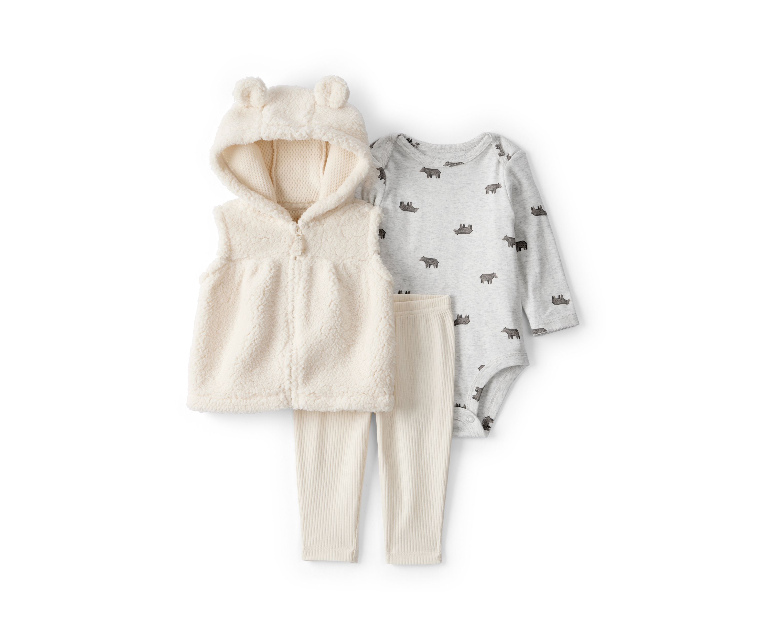 Baby Girls Bear Printed Bodysuit and Jacket Set