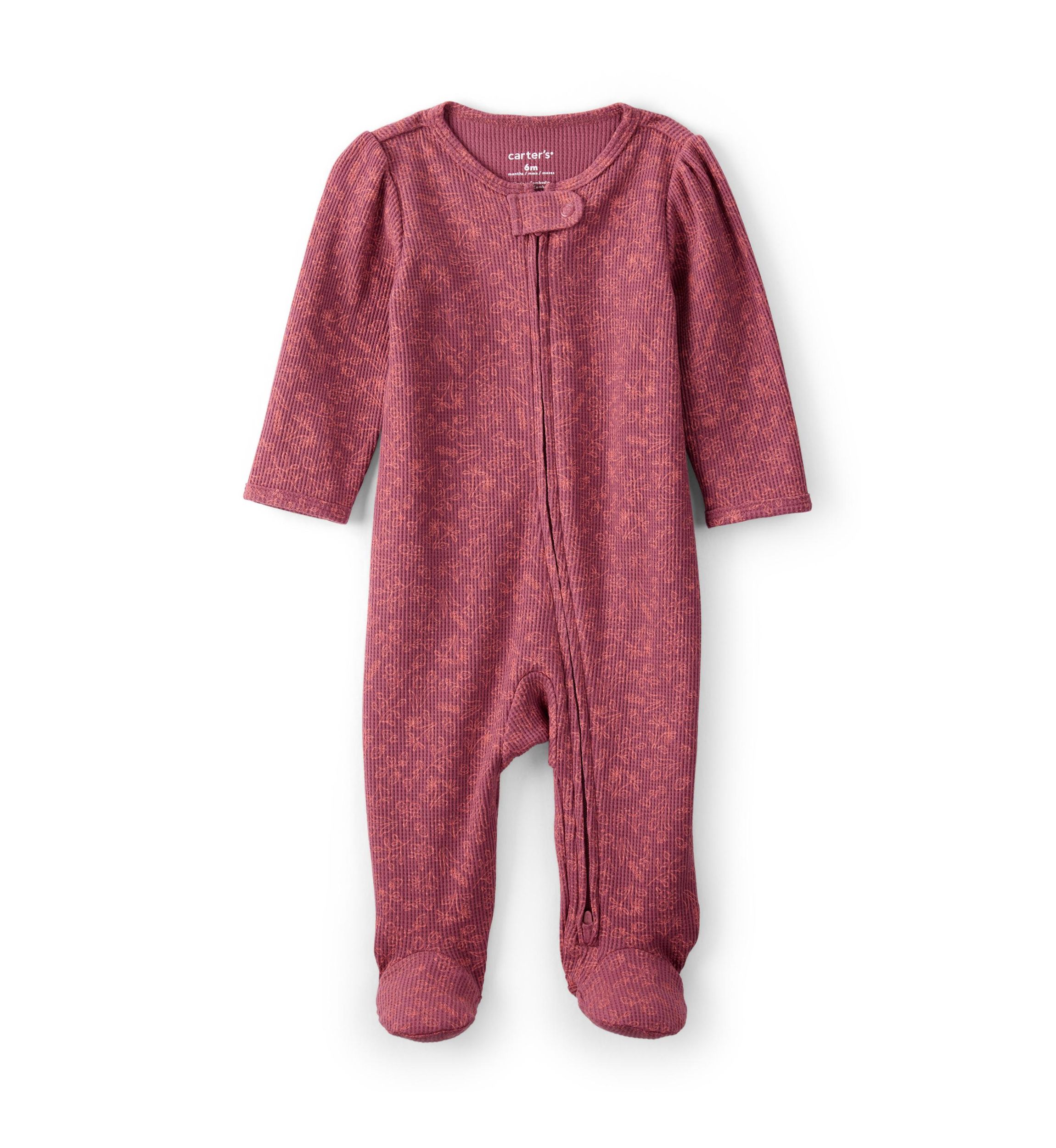 Baby Girls Textured Printed Footie Pajamas