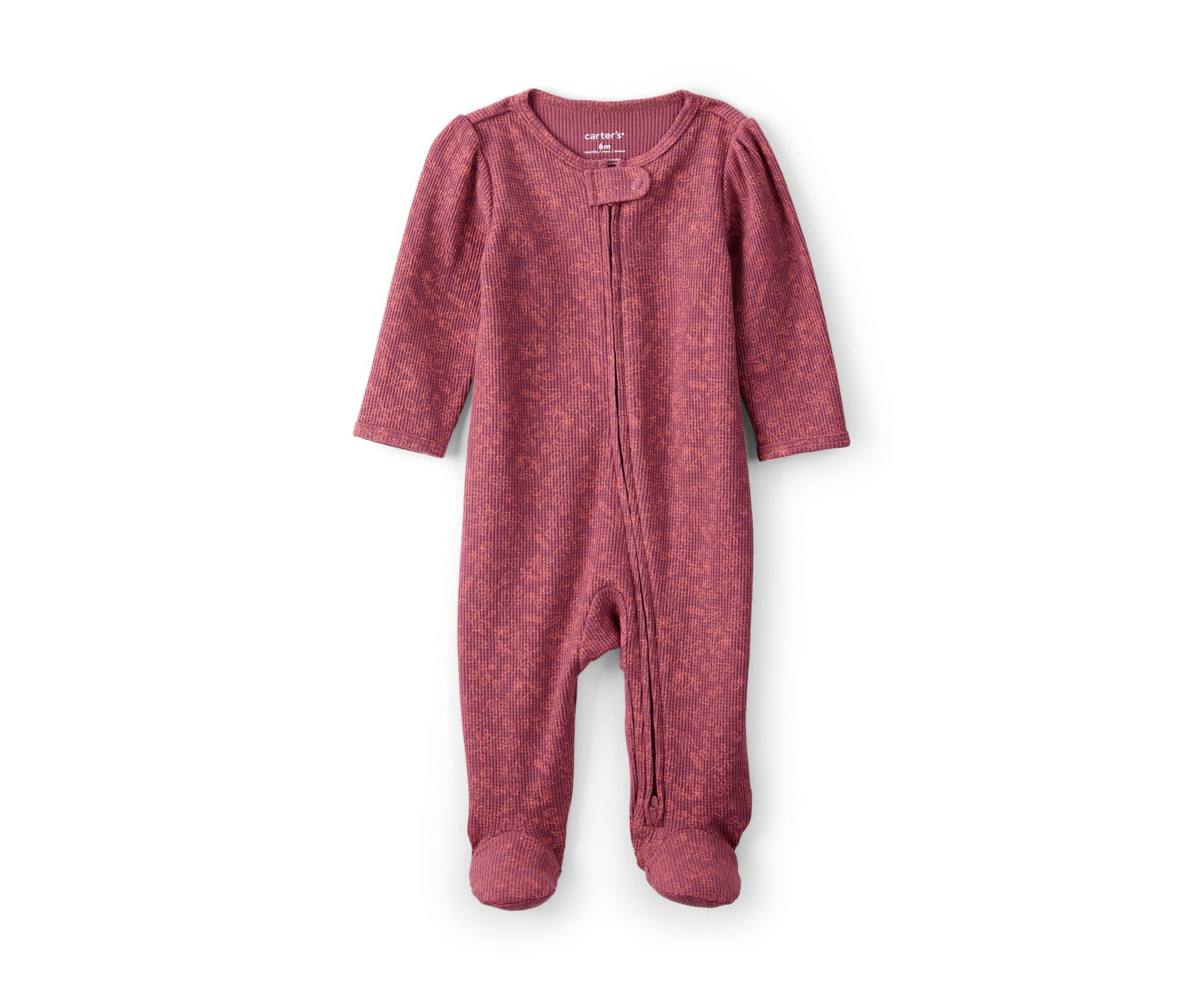 Baby Girls Textured Printed Footie Pajamas