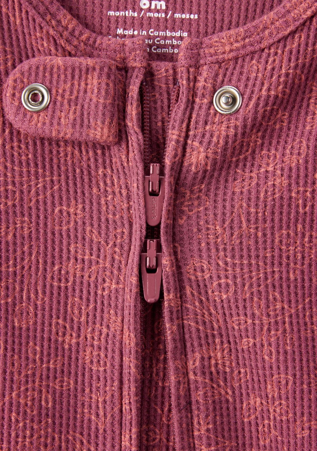 Baby Girls Textured Printed Footie Pajamas