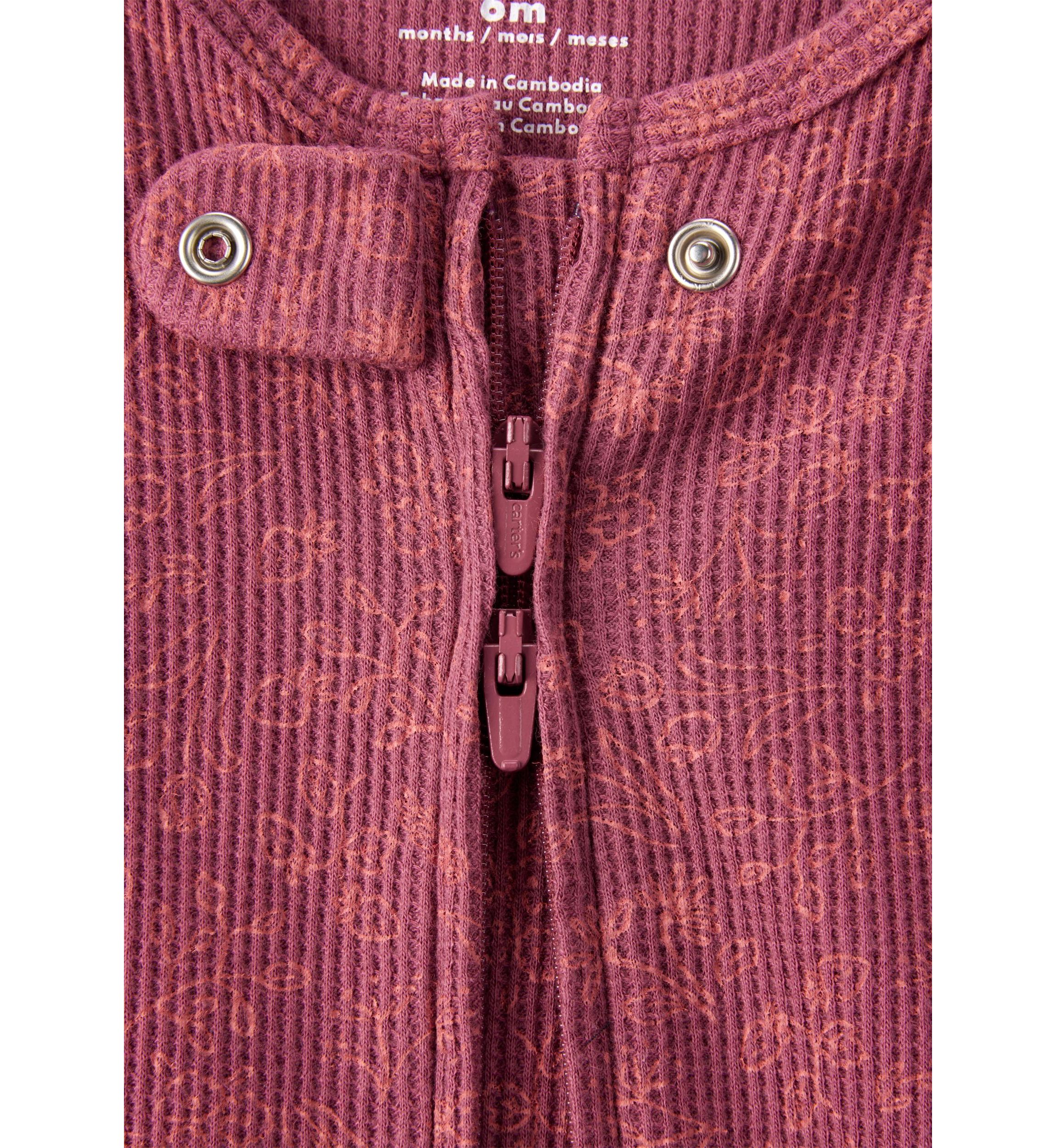 Baby Girls Textured Printed Footie Pajamas