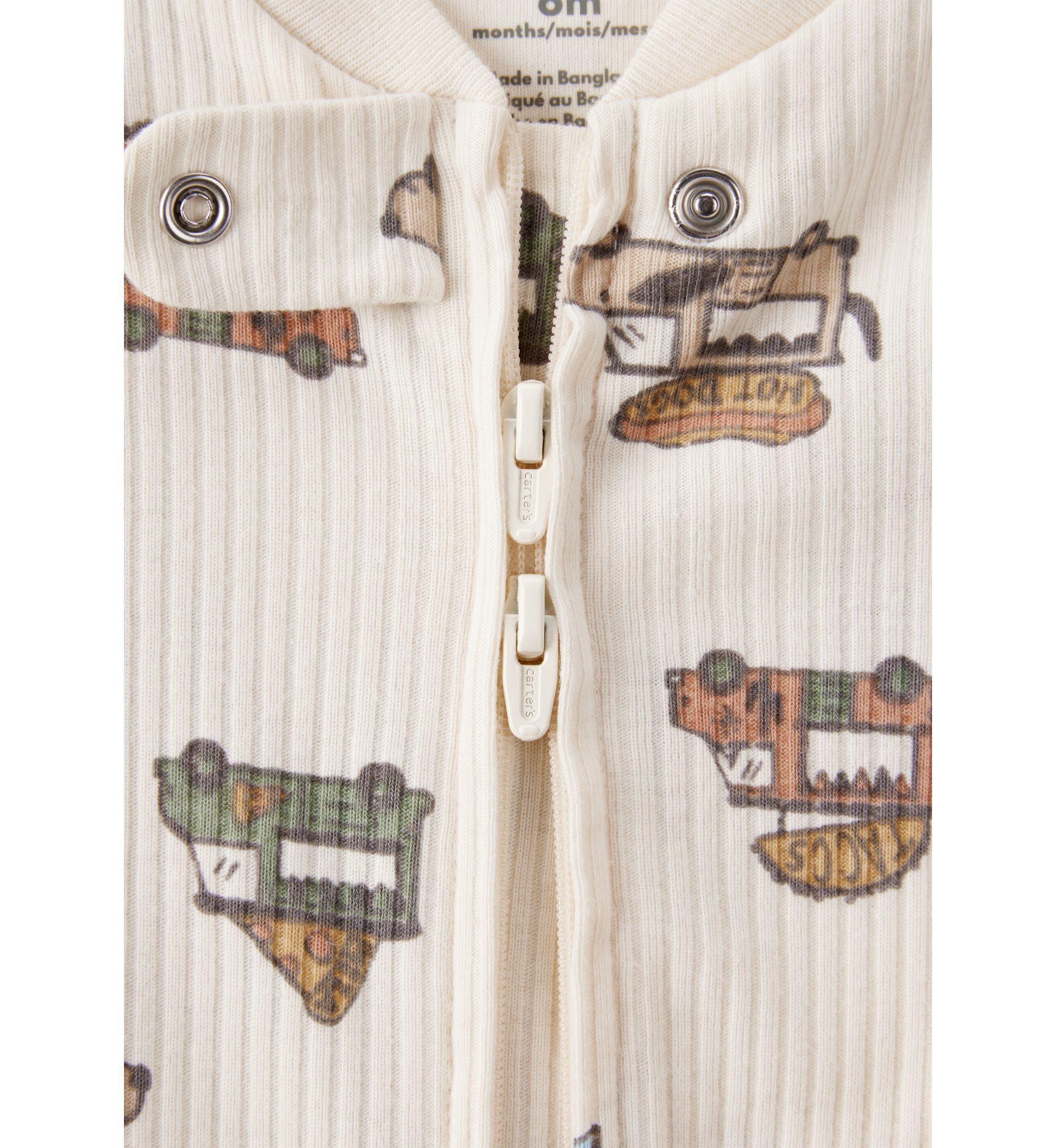 Baby Boys Textured Food Truck Printed Footie Pajamas