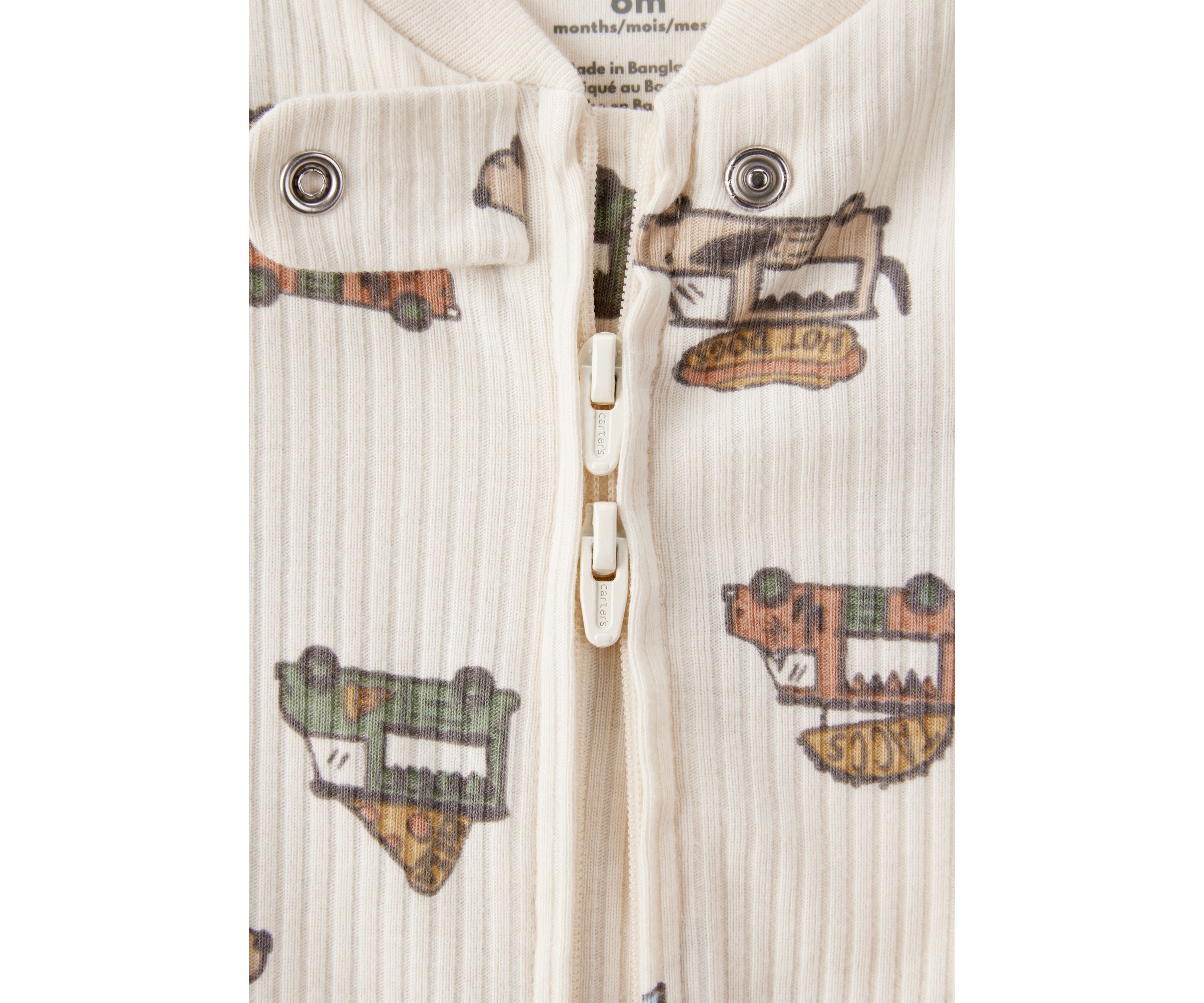 Baby Boys Textured Food Truck Printed Footie Pajamas