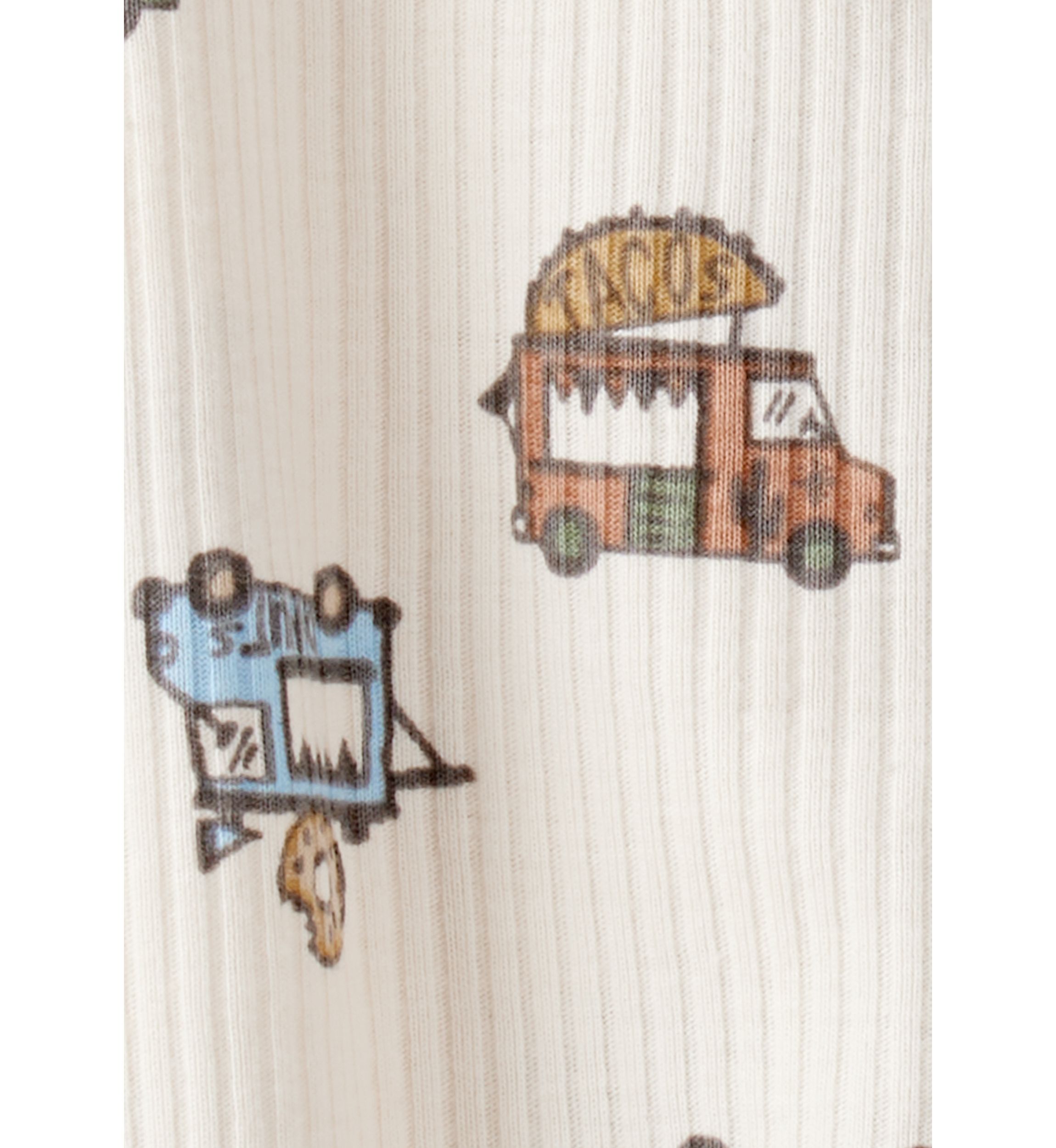 Baby Boys Textured Food Truck Printed Footie Pajamas