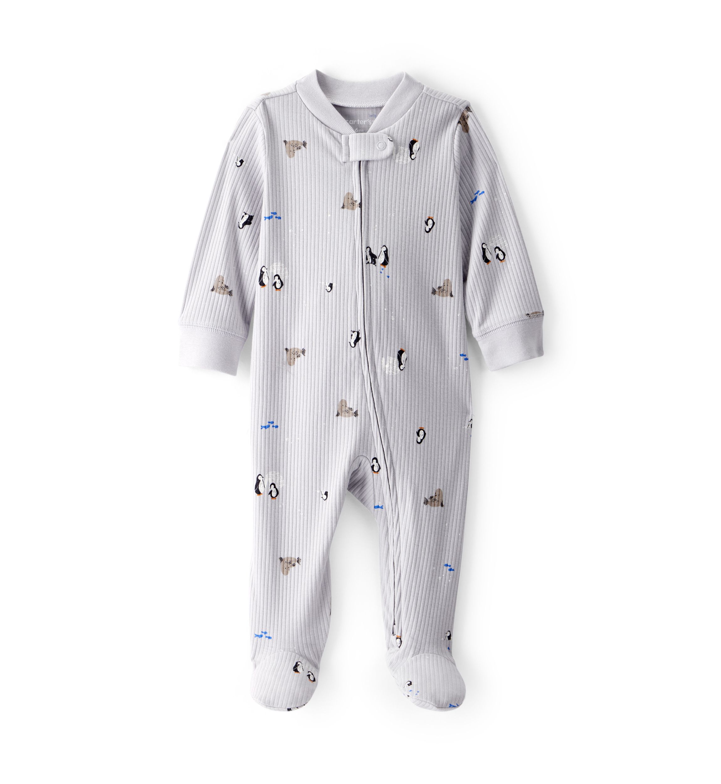 Baby Animal Printed Textured Footie Pajamas