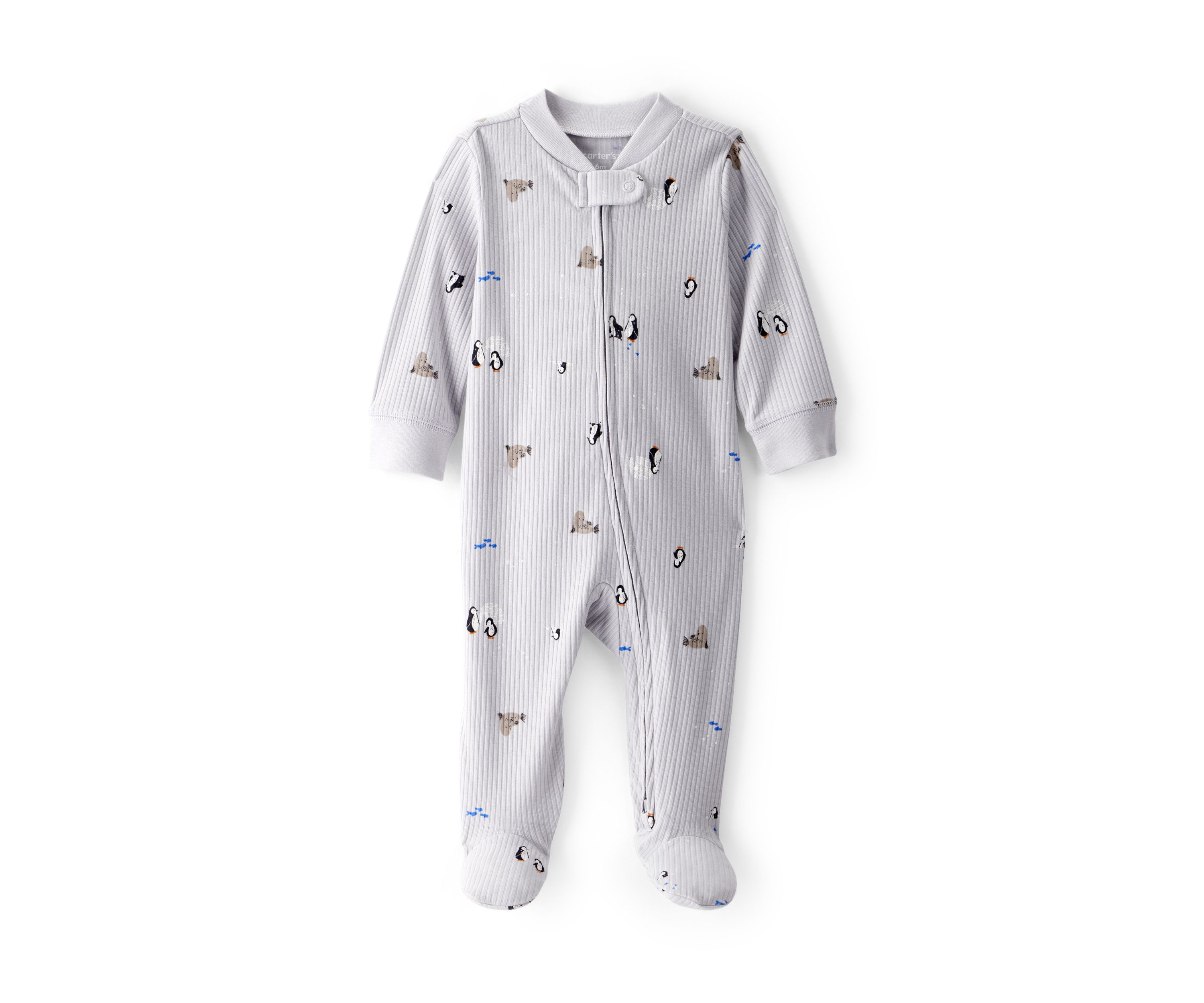Baby Animal Printed Textured Footie Pajamas