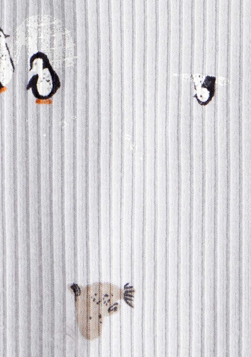 Baby Animal Printed Textured Footie Pajamas