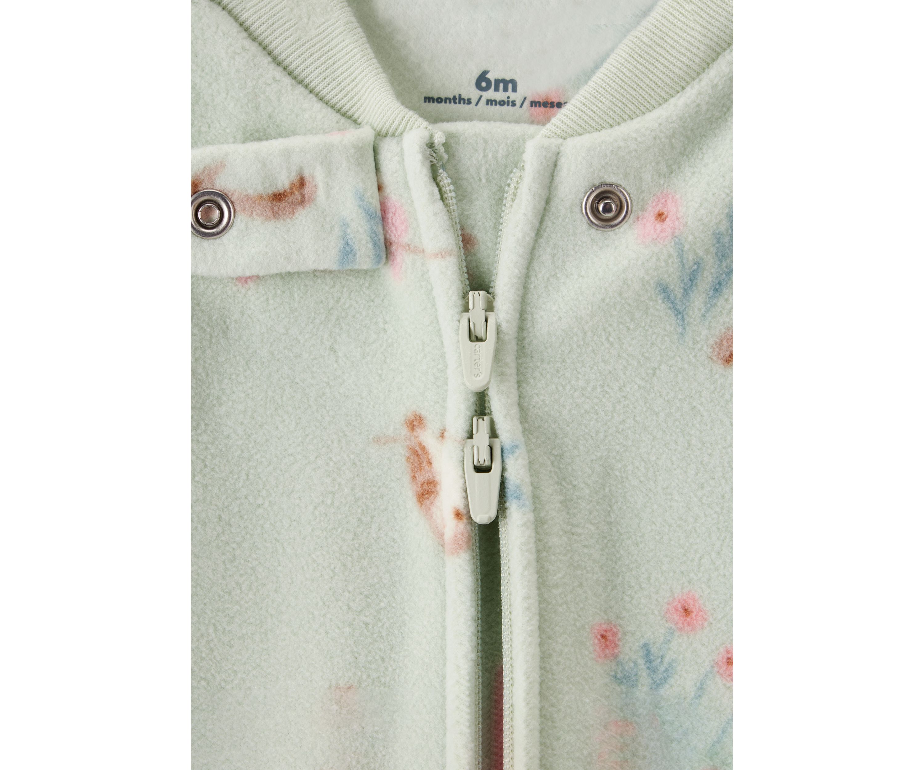 Baby Girls Microfleece Animal Printed Zip Footie Pajamas