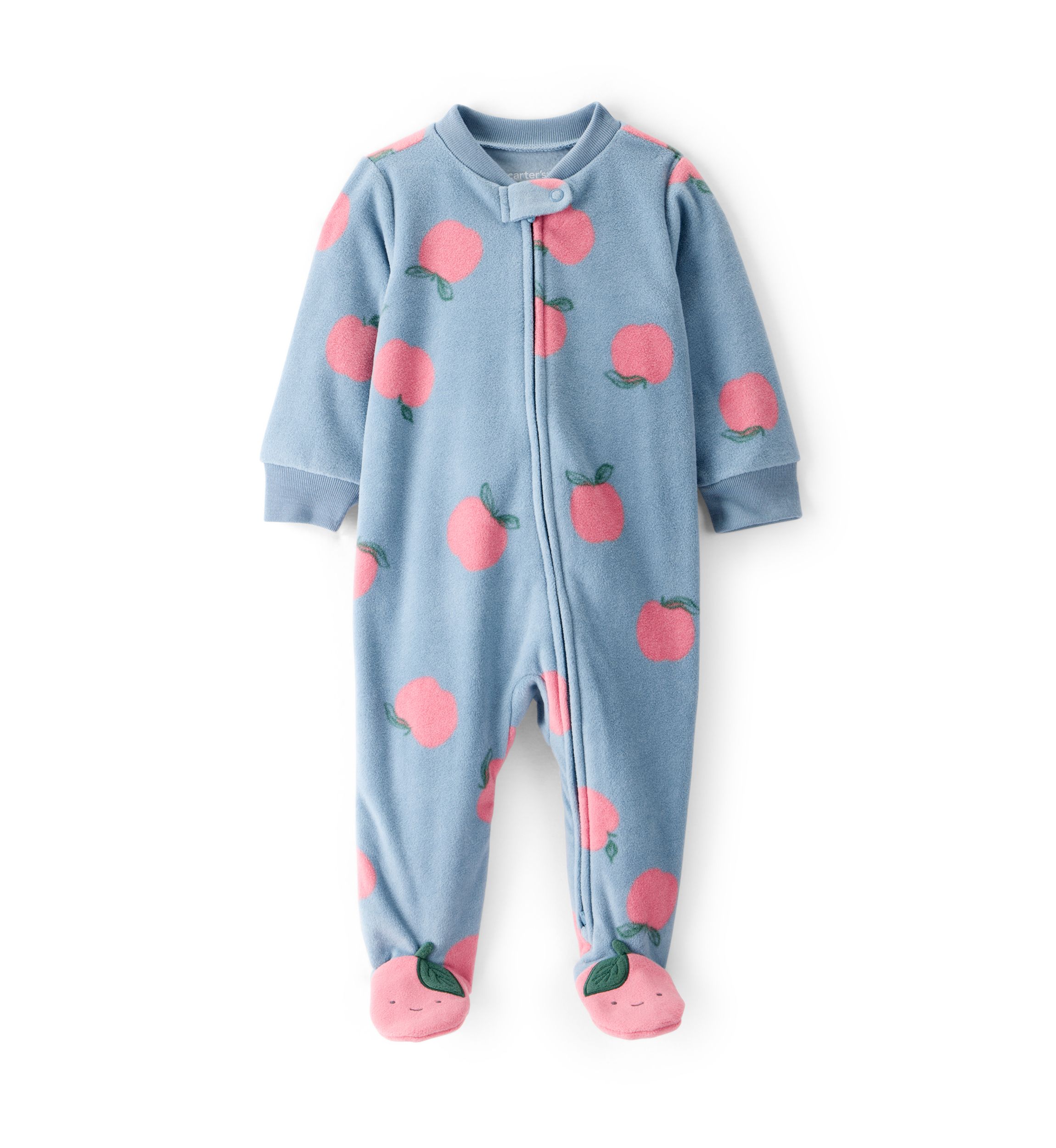 Baby Girls Microfleece Orchard Printed Zip Footie Pajamas