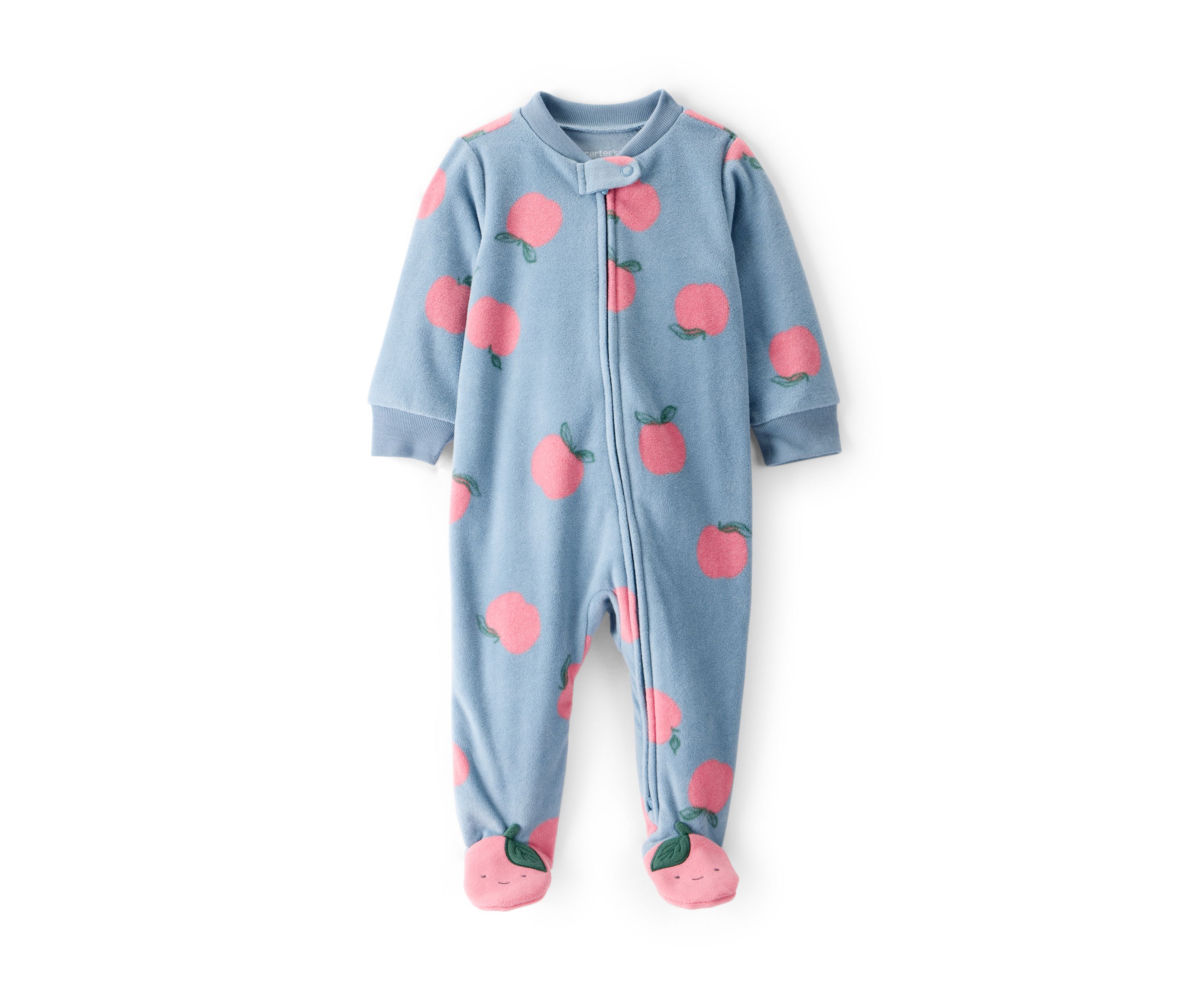 Baby Girls Microfleece Orchard Printed Zip Footie Pajamas