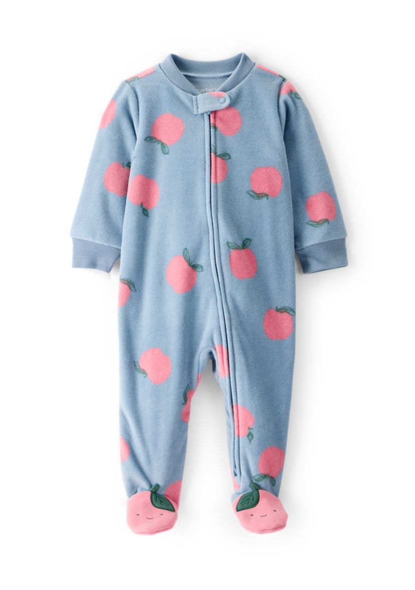 Baby Girls Microfleece Orchard Printed Zip Footie Pajamas
