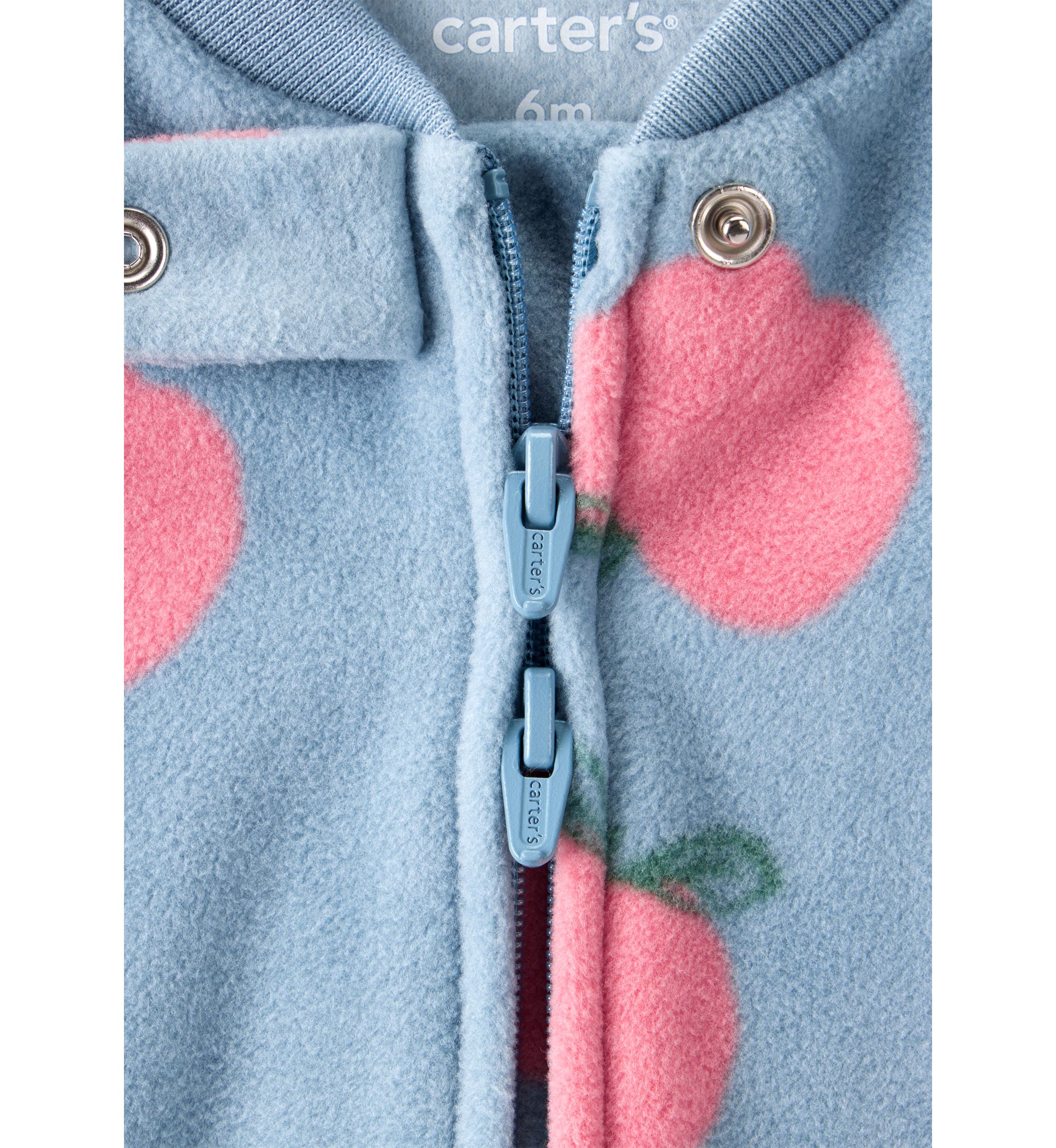 Baby Girls Microfleece Orchard Printed Zip Footie Pajamas