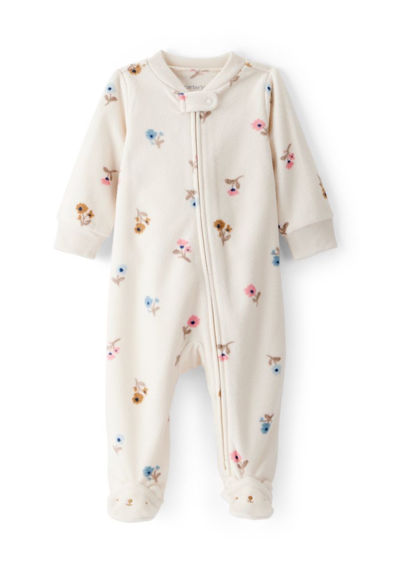 Baby Girls Printed Microfleece Footie Pajamas