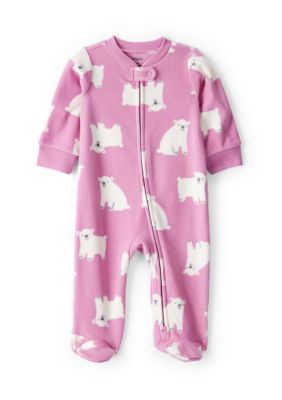 Carter's Baby Girls Polar Bear Printed Microfleece Footie Pajamas