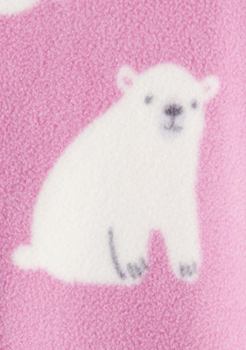Baby Girls Polar Bear Printed Microfleece Footie Pajamas