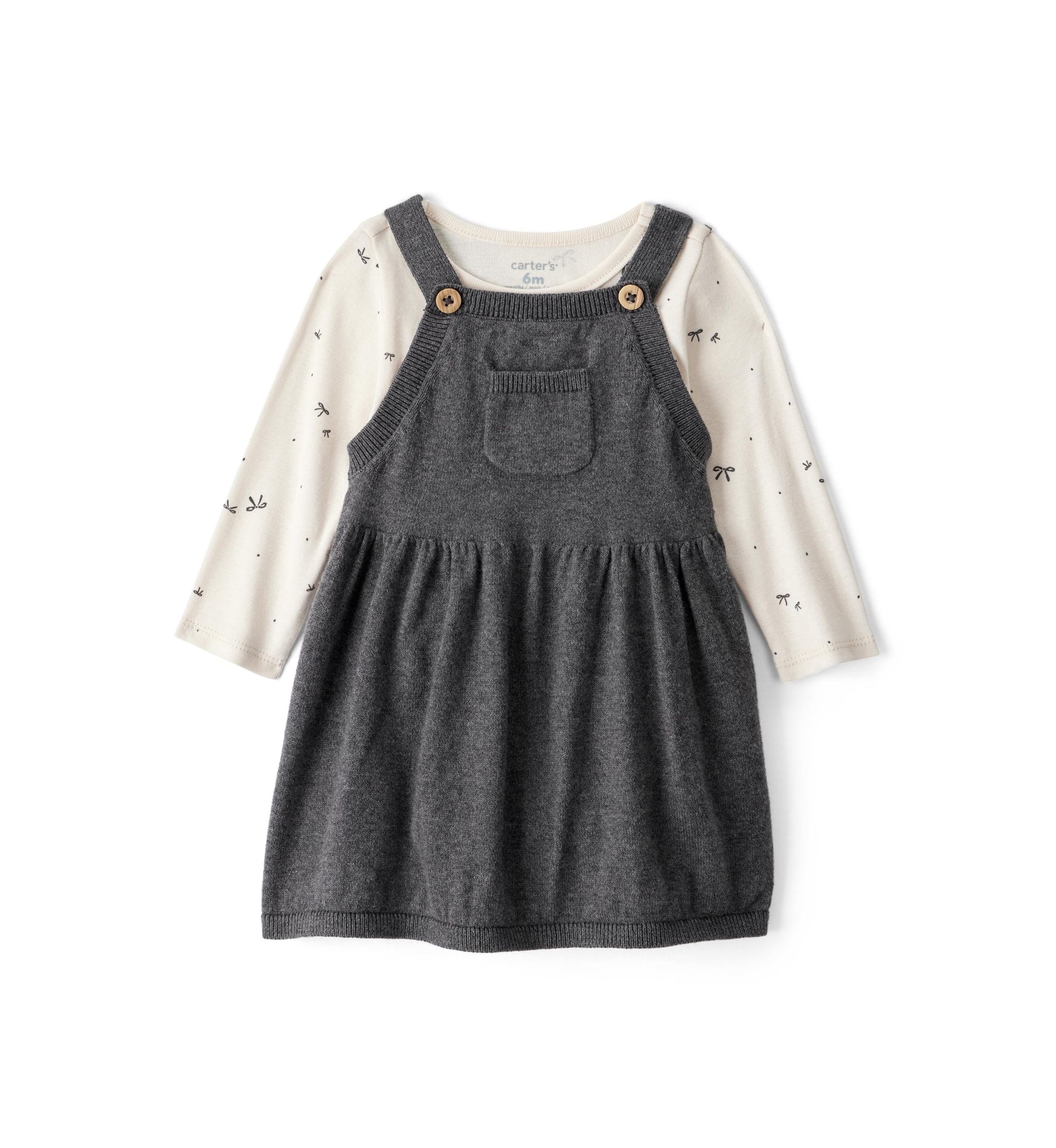 Baby Girls Printed Bodysuit and Jumper Dress Set