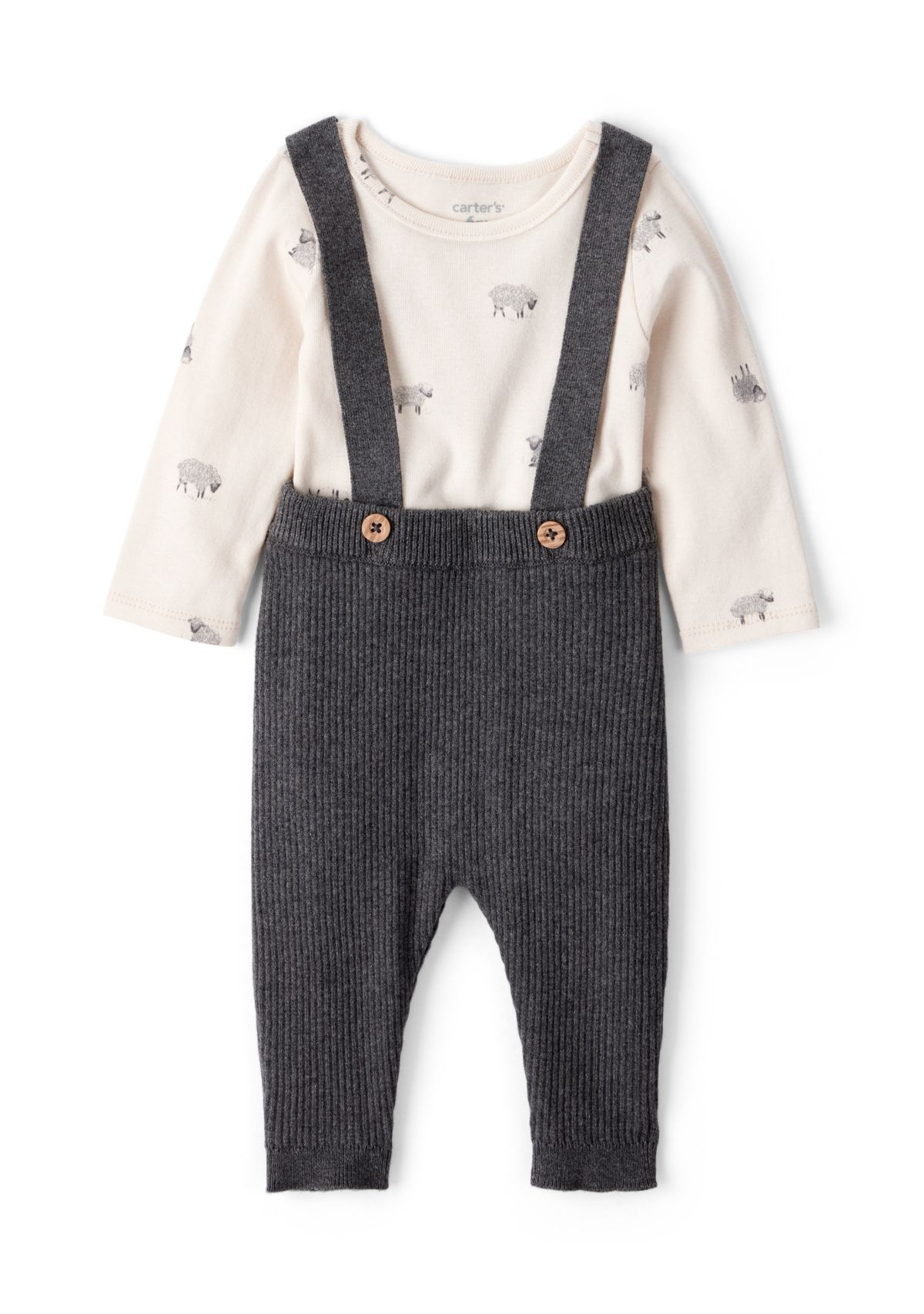 Baby Boys Printed Bodysuit and Suspender Pants Set