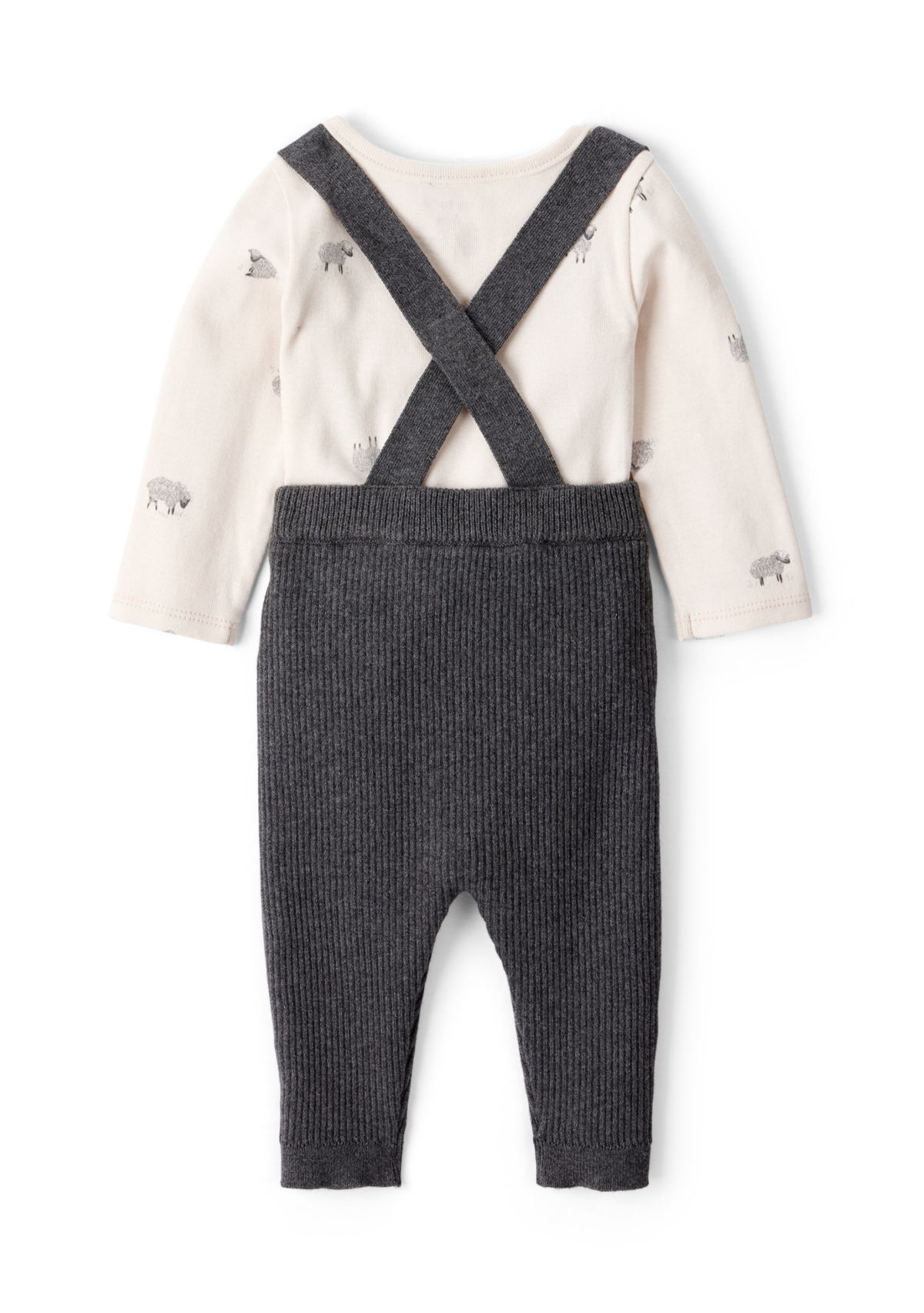 Baby Boys Printed Bodysuit and Suspender Pants Set