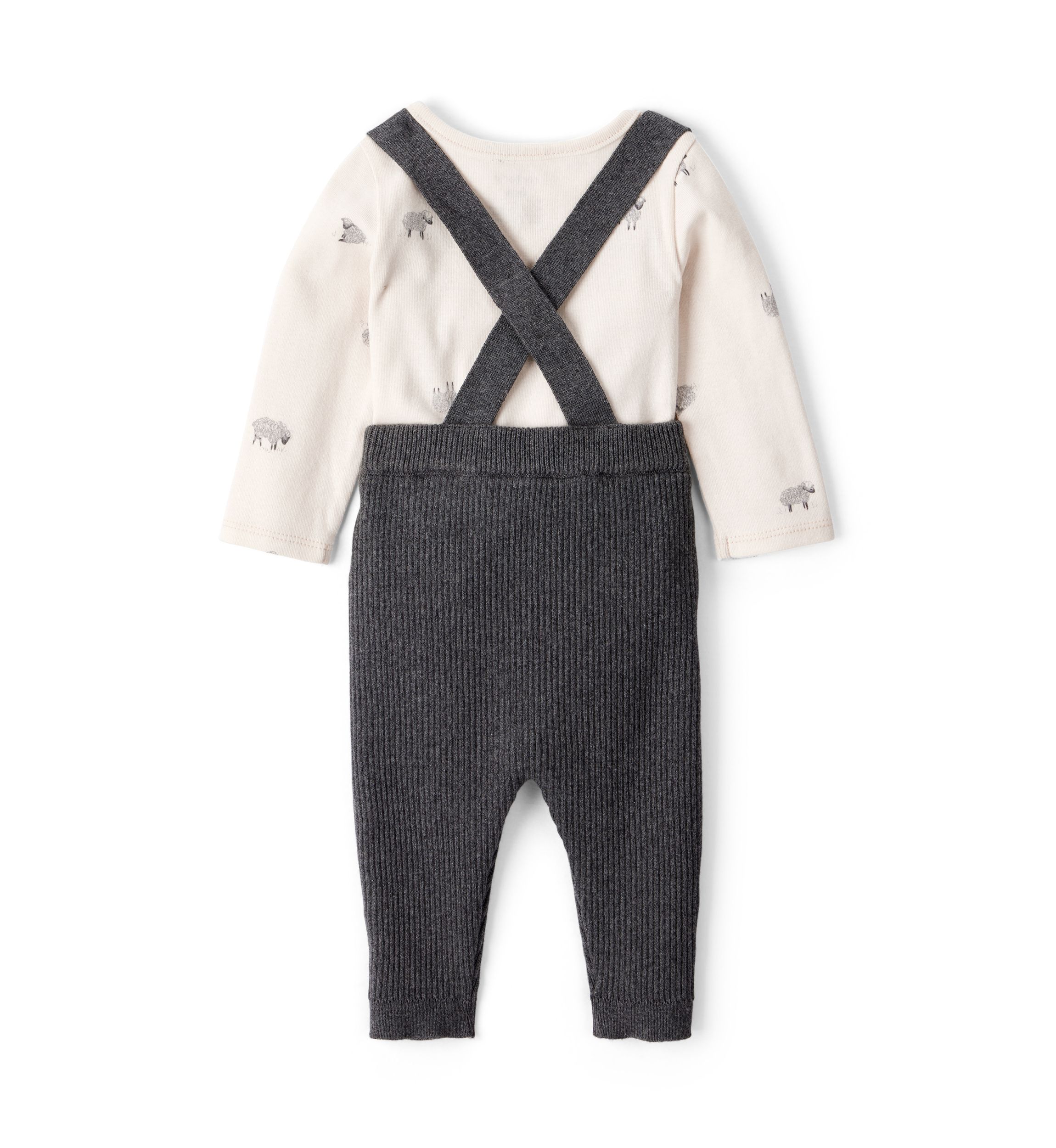 Baby Boys Printed Bodysuit and Suspender Pants Set