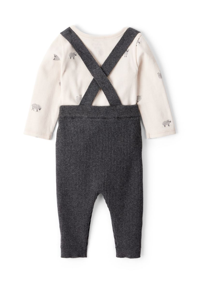 Baby Boys Printed Bodysuit and Suspender Pants Set