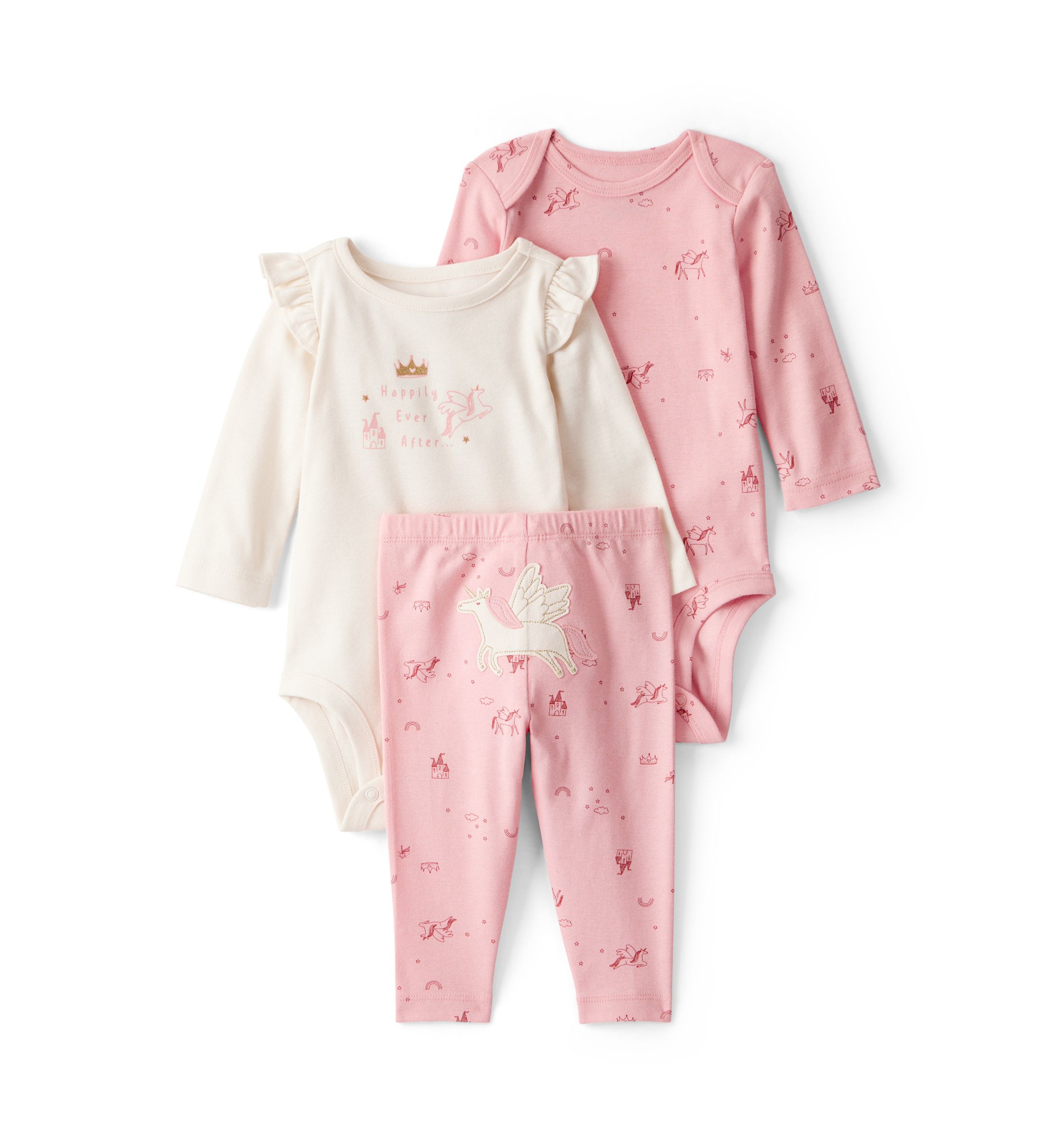 Baby Girls Unicorn Printed Bodysuit Set