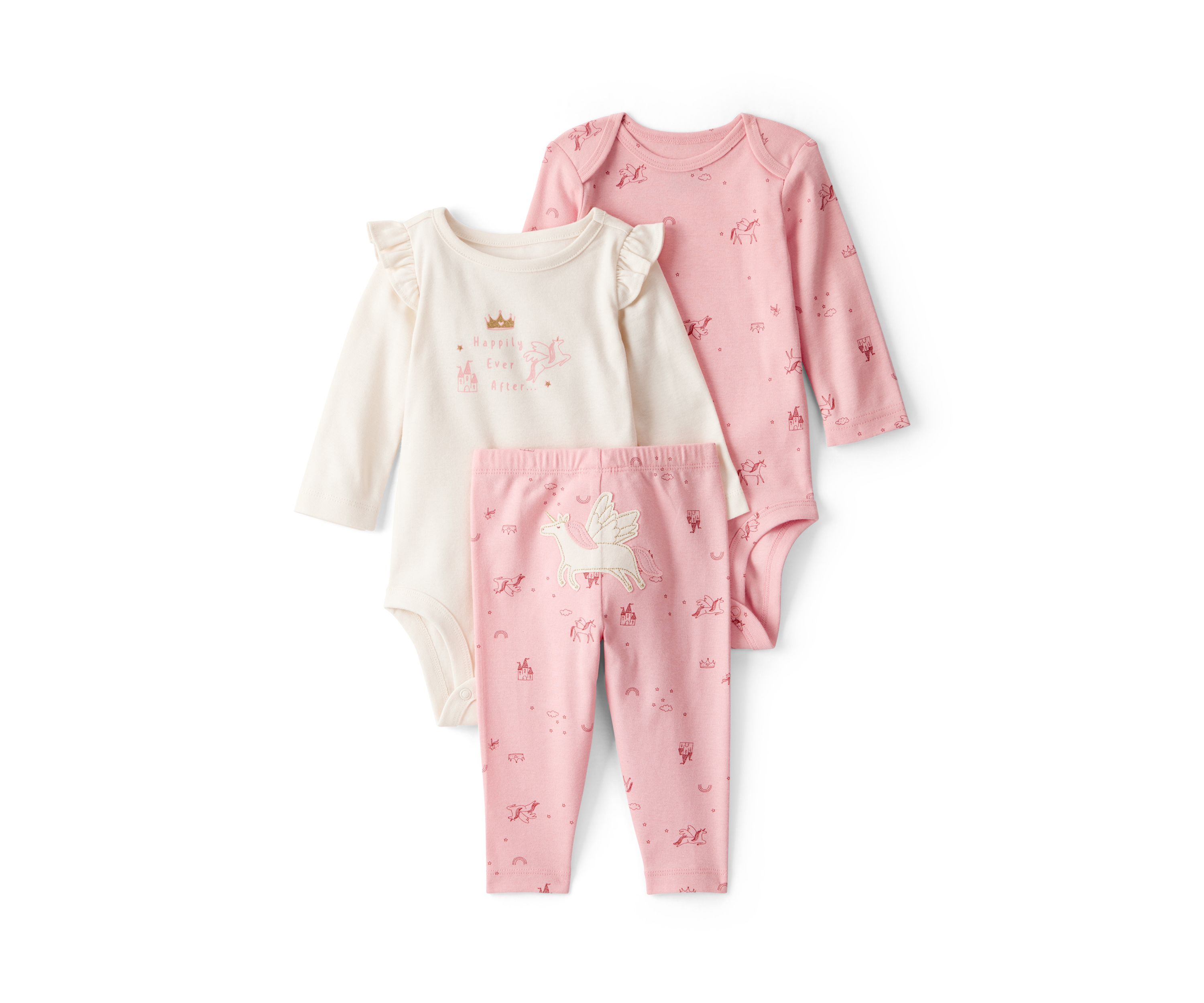 Baby Girls Unicorn Printed Bodysuit Set
