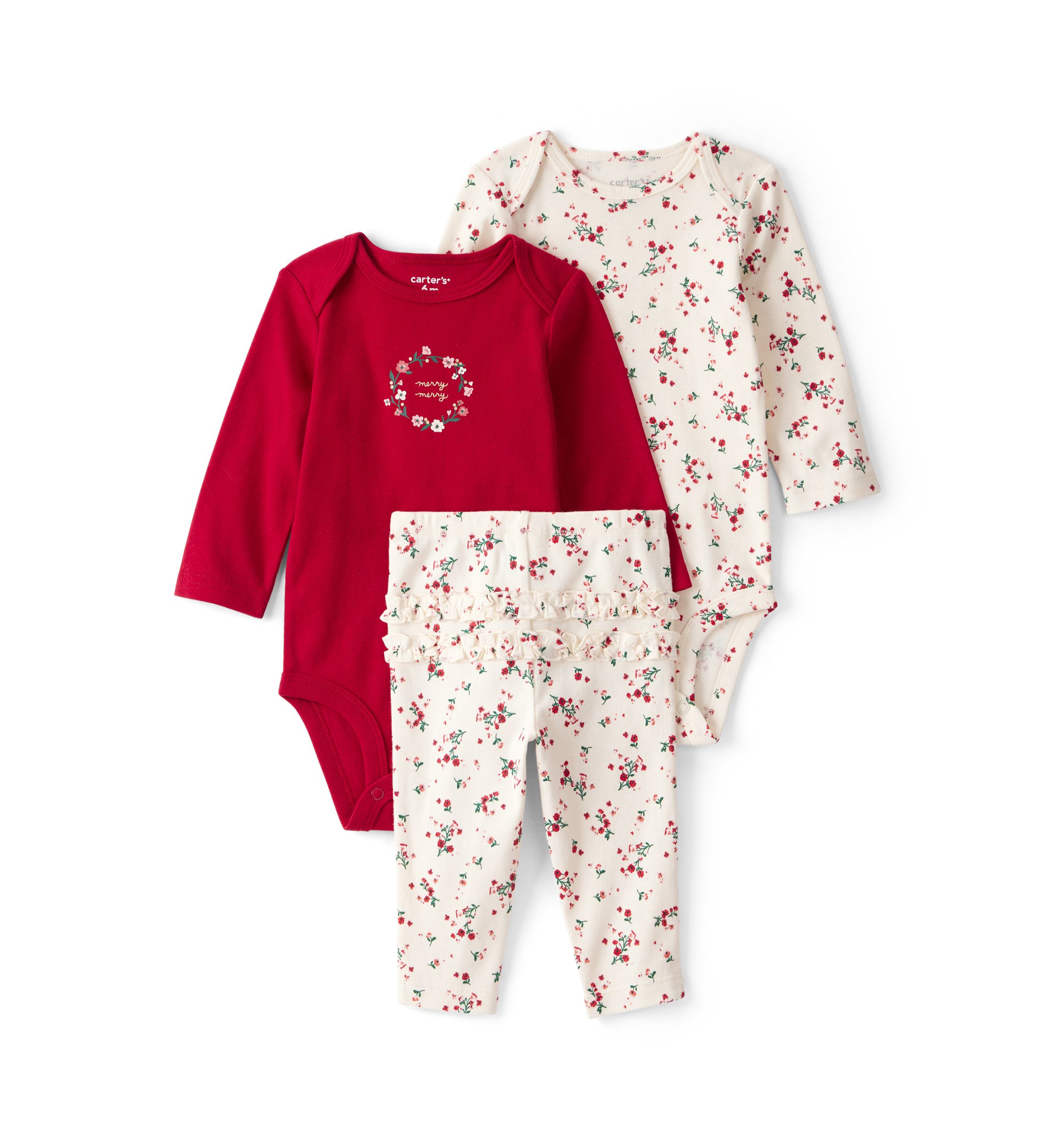 Baby Girls Three Piece Bodysuit Set