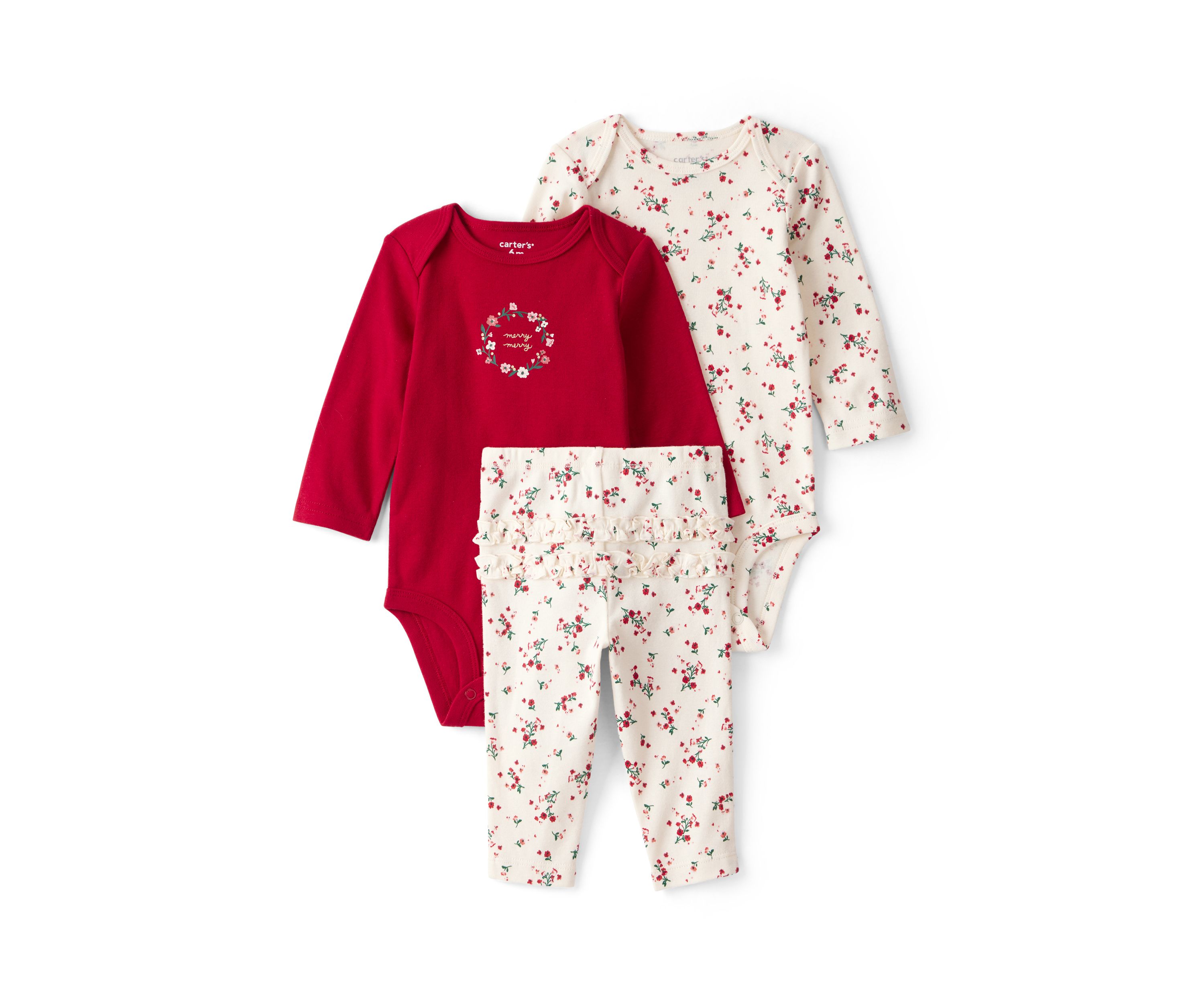 Baby Girls Three Piece Bodysuit Set