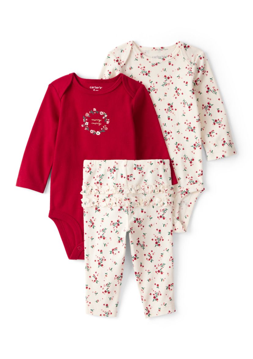 Baby Girls Three Piece Bodysuit Set
