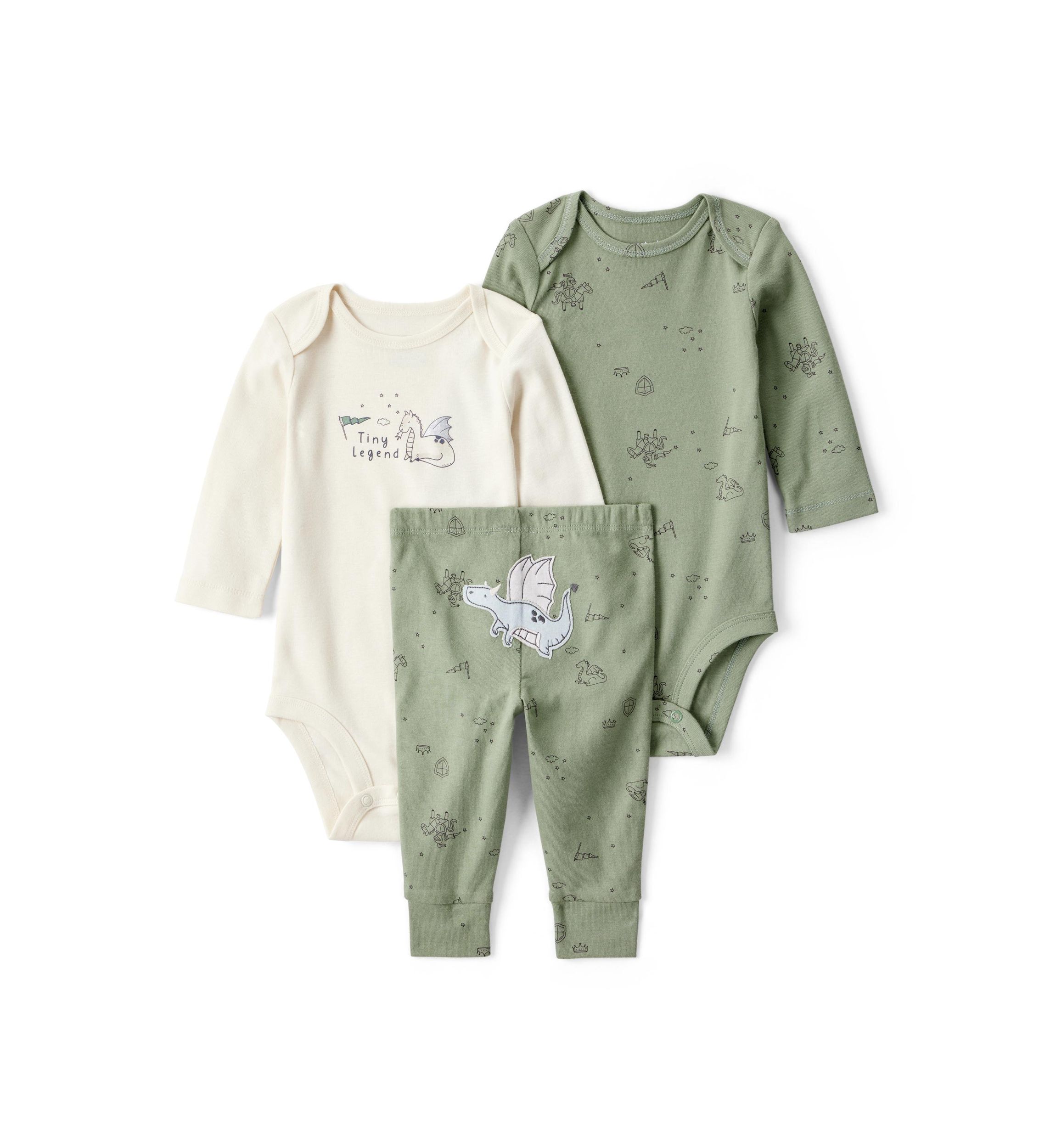Baby Boys Three Piece Bodysuit Set