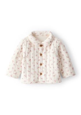 Carter's Baby Girls Floral Printed Quilted Cardigan, Ivory, Newborn