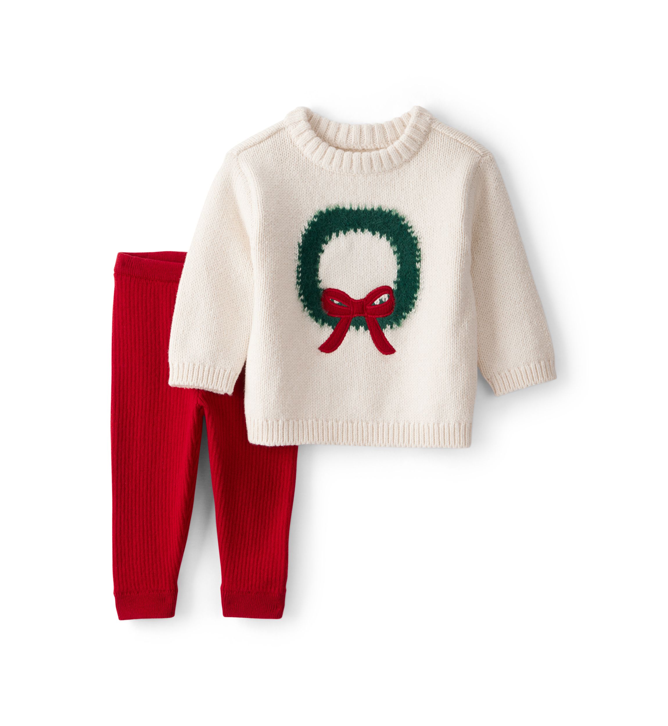 Baby Girls Wreath Sweater and Leggings Set