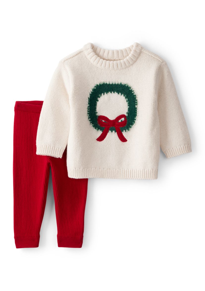 Baby Girls Wreath Sweater and Leggings Set